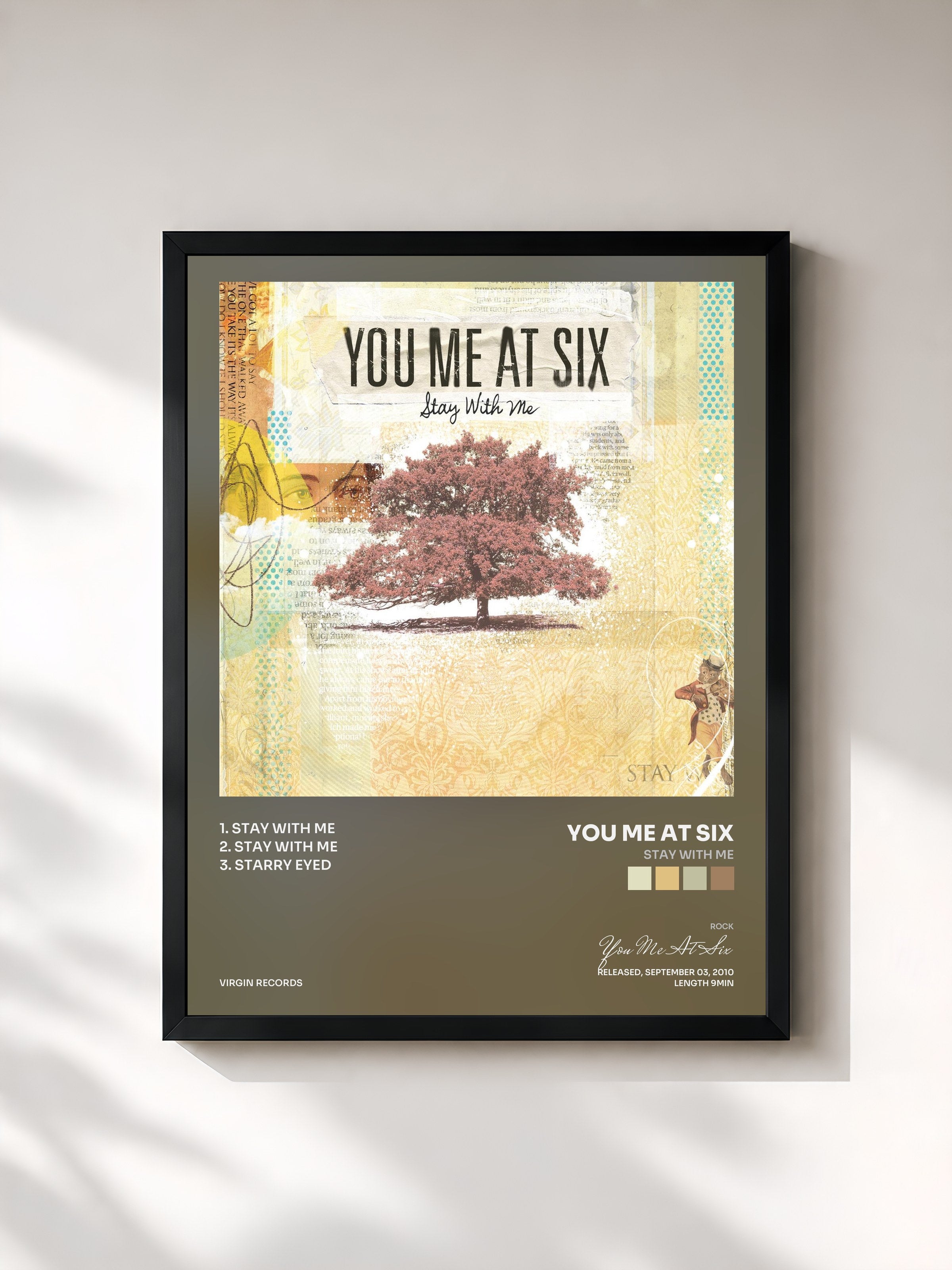 #noir Tableau de l'album Stay With Me de You Me At Six, cadre noir, imprimé et encadré en France