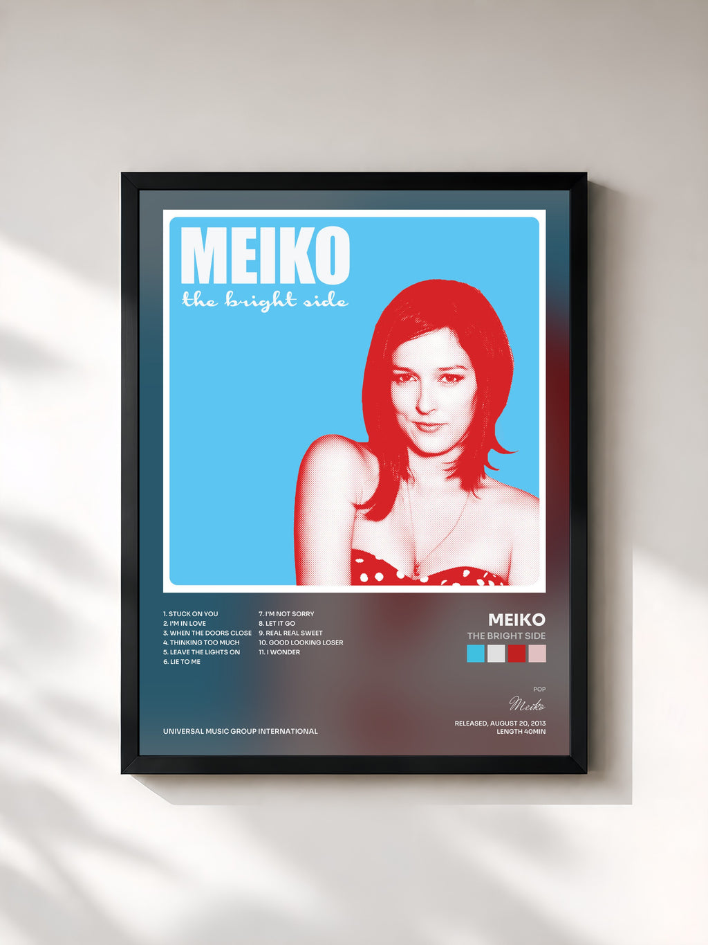 #noir Tableau de l'album The Bright Side de Meiko, cadre noir, imprimé et encadré en France