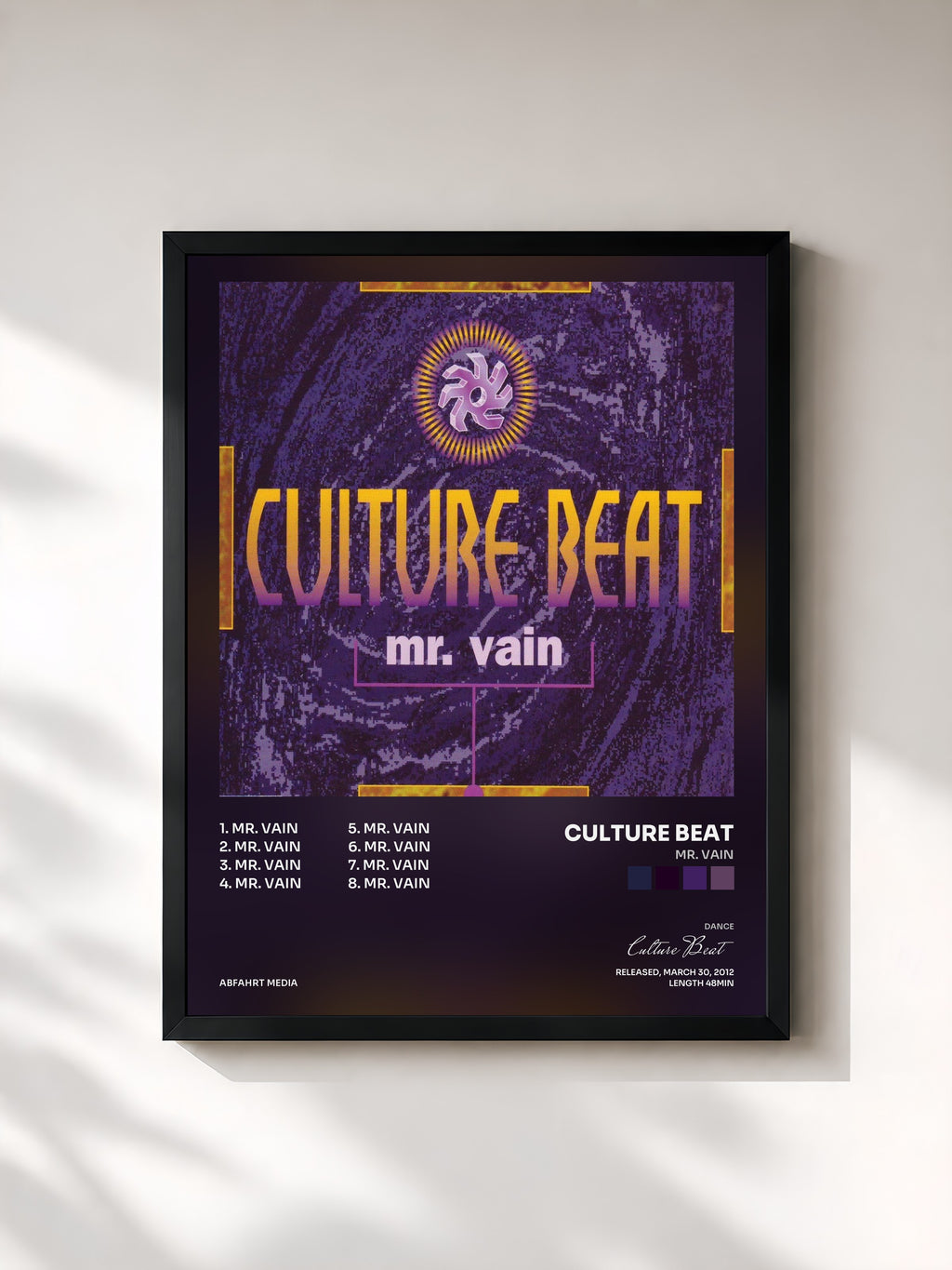 #noir Tableau de l'album Mr. Vain de Culture Beat, cadre noir, imprimé et encadré en France