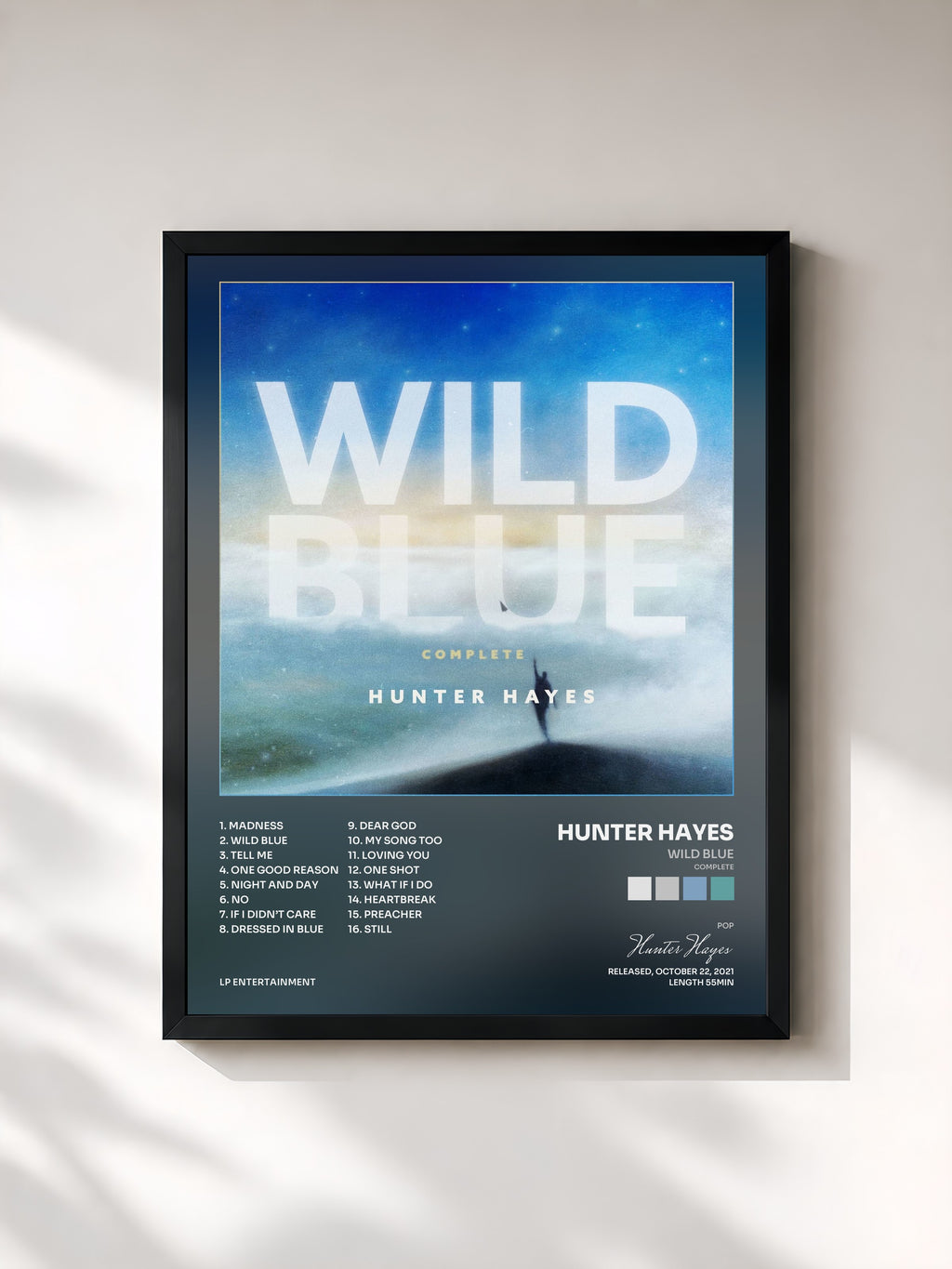 #noir Tableau de l'album Wild Blue (Complete) de Hunter Hayes, cadre noir, imprimé et encadré en France