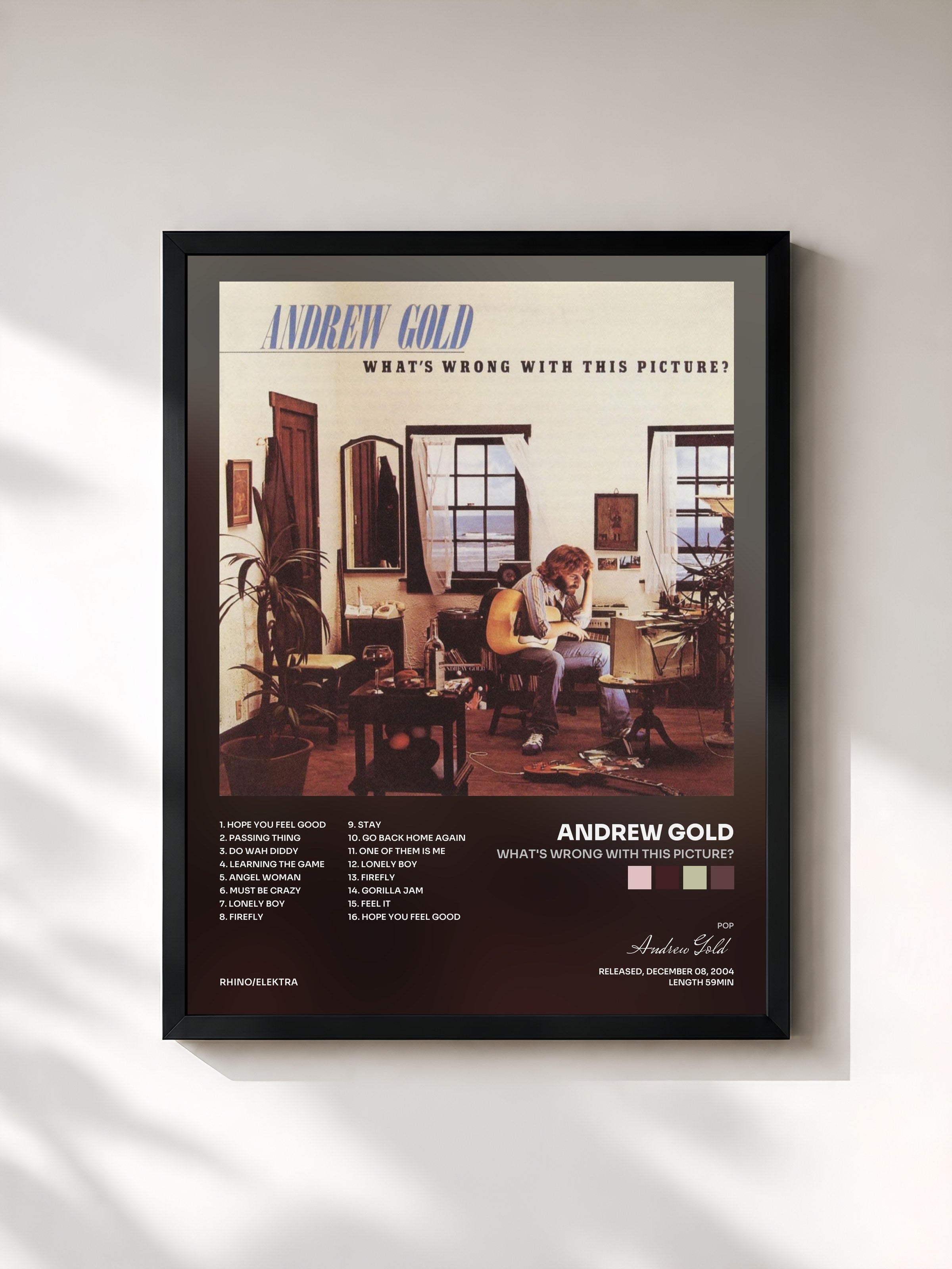 #noir Tableau de l'album What's Wrong with This Picture? de Andrew Gold, cadre noir, imprimé et encadré en France