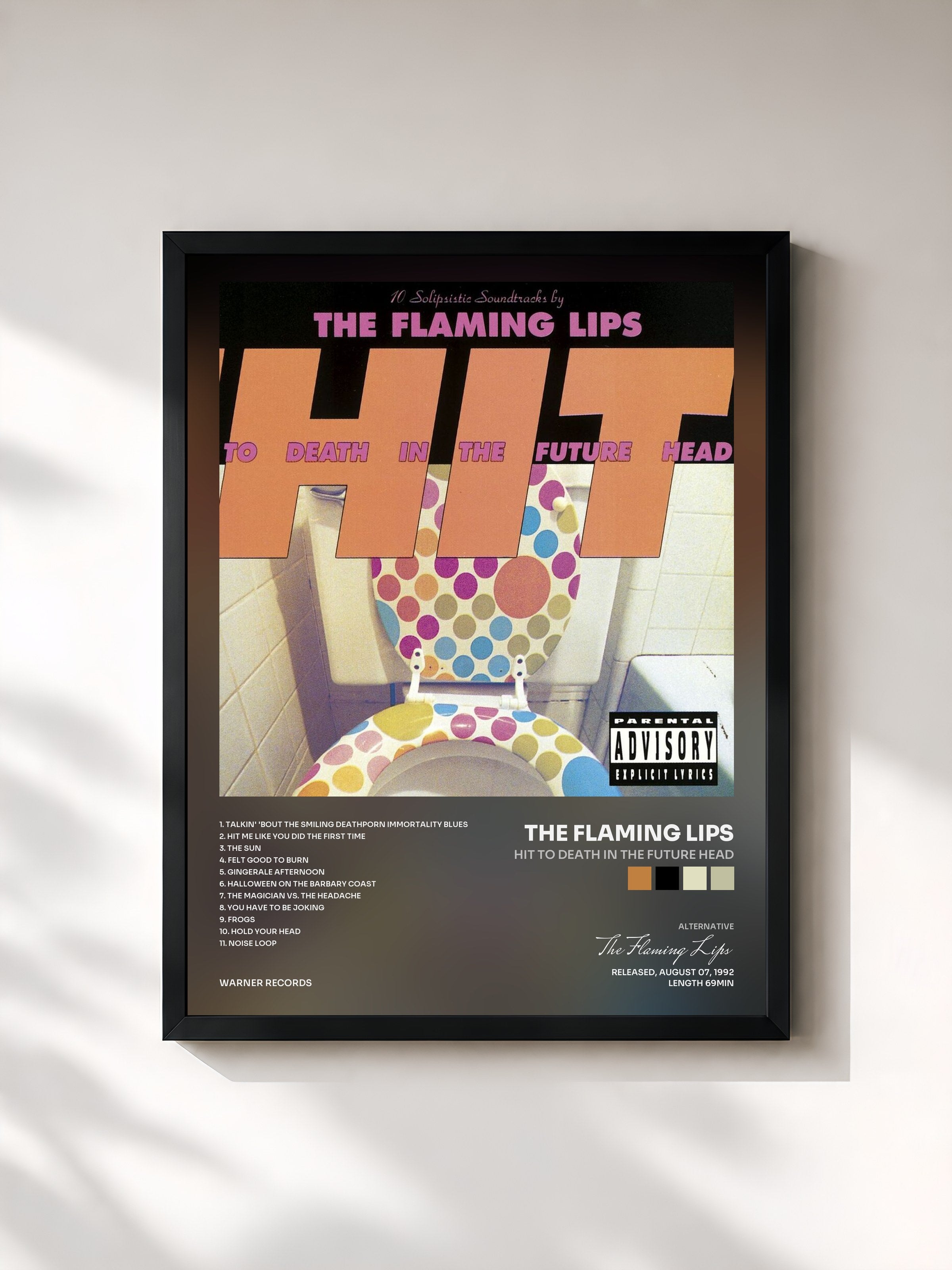 #noir Tableau de l'album Hit to Death in the Future Head de The Flaming Lips, cadre noir, imprimé et encadré en France