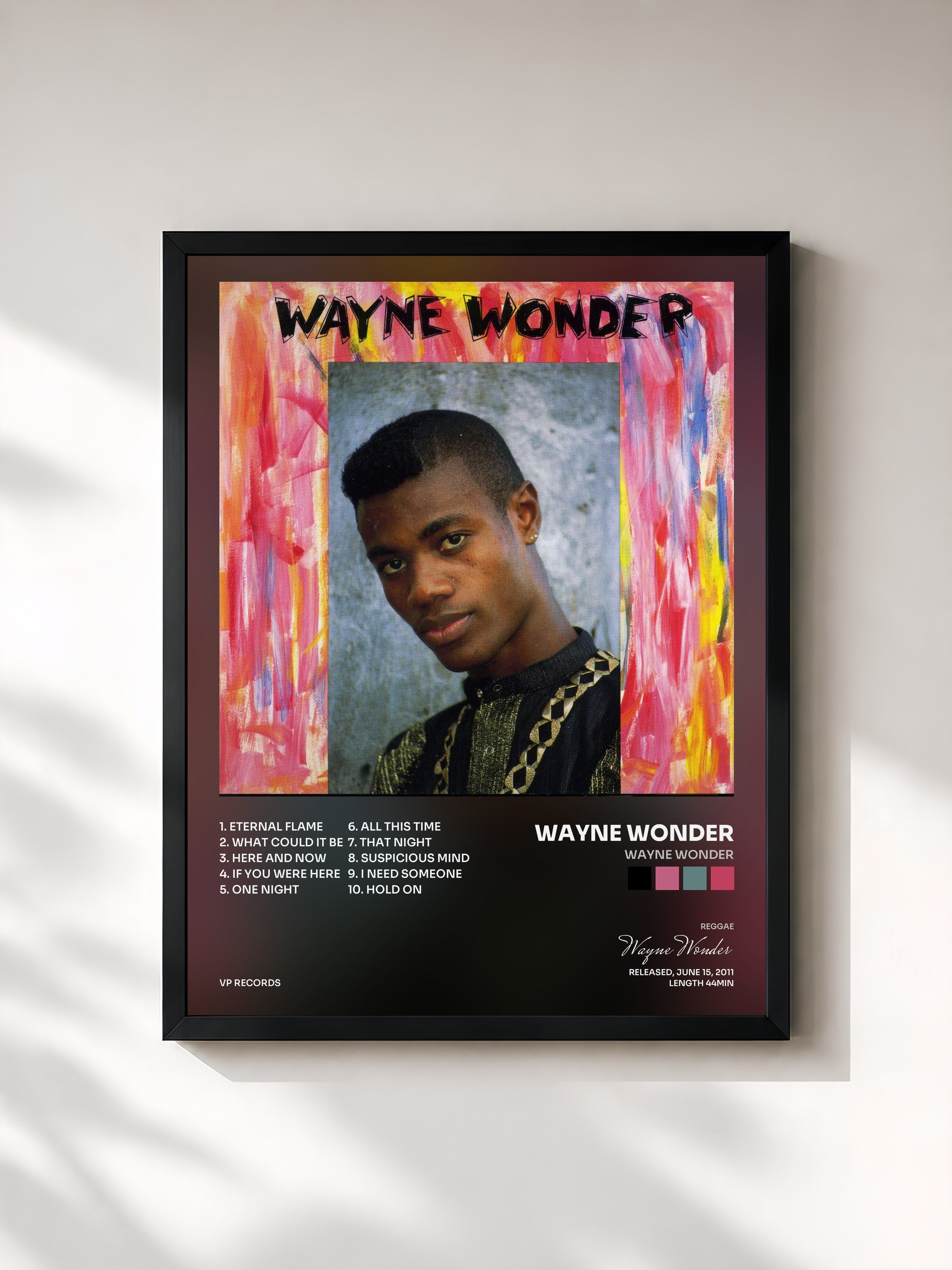 #noir Tableau de l'album Wayne Wonder de Wayne Wonder, cadre noir, imprimé et encadré en France