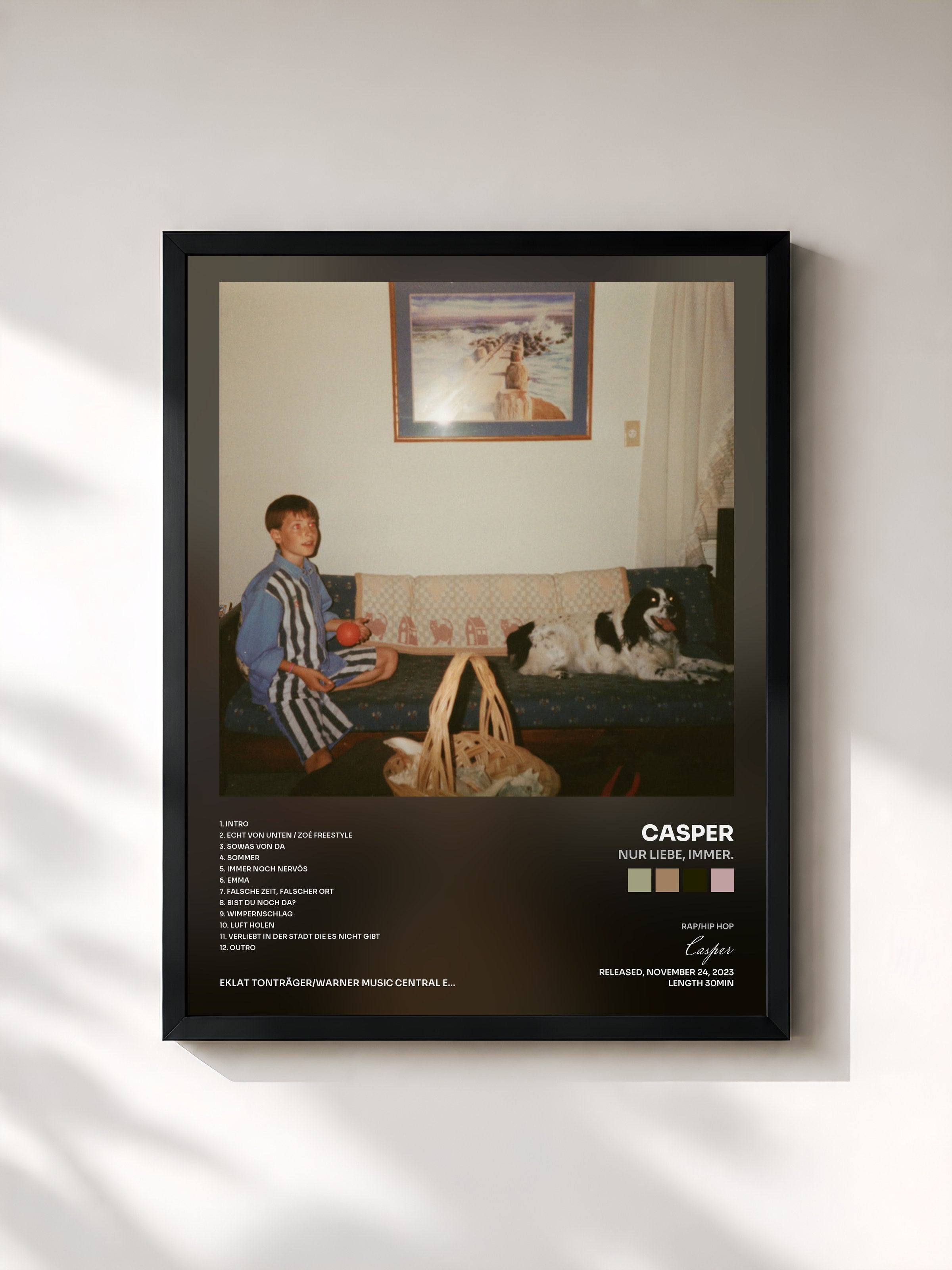 #noir Tableau de l'album nur liebe, immer. de Casper, cadre noir, imprimé et encadré en France