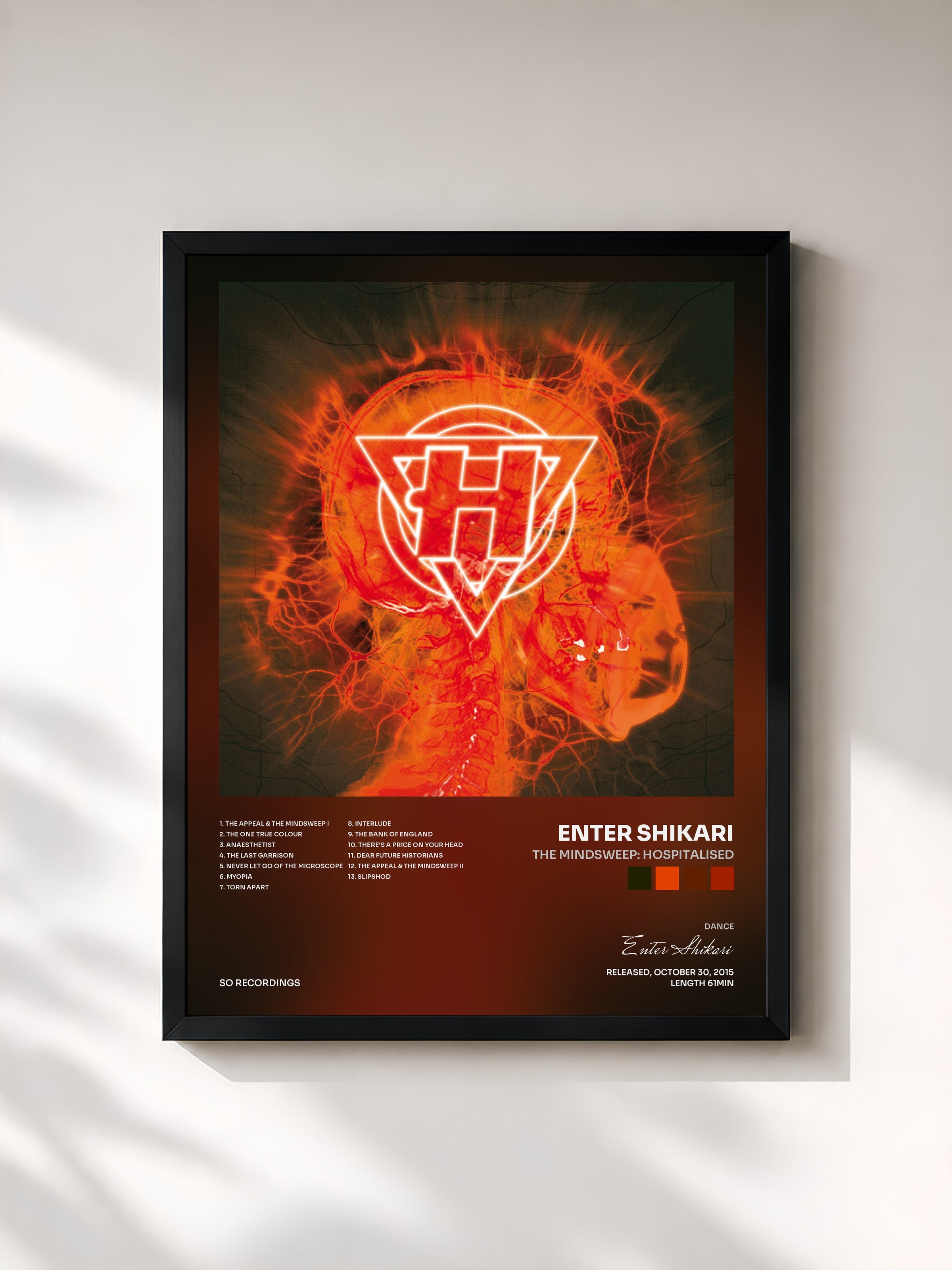 #noir Tableau de l'album The Mindsweep: Hospitalised de Enter Shikari, cadre noir, imprimé et encadré en France