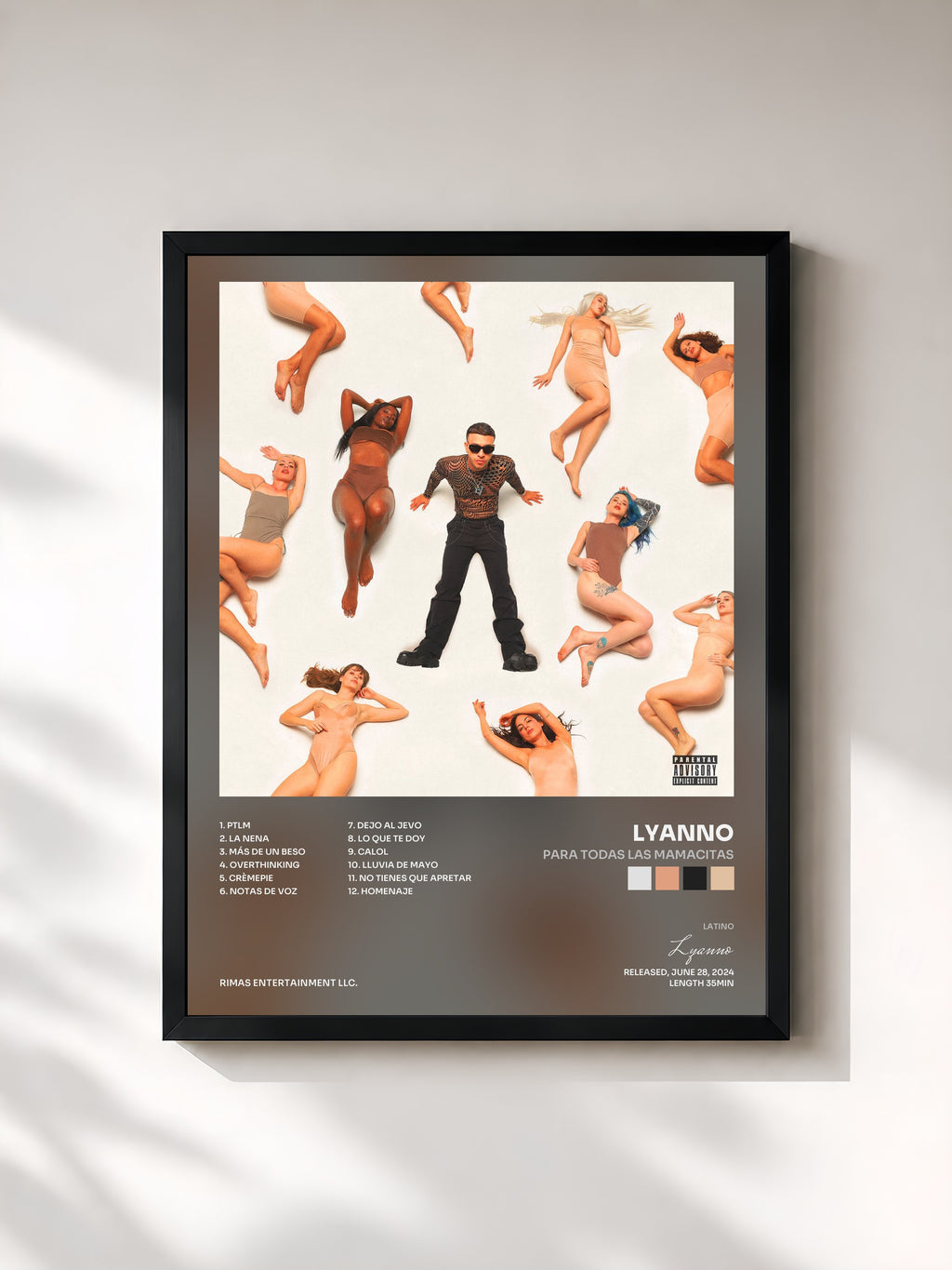 #noir Tableau de l'album PARA TODAS LAS MAMACITAS de Lyanno, cadre noir, imprimé et encadré en France