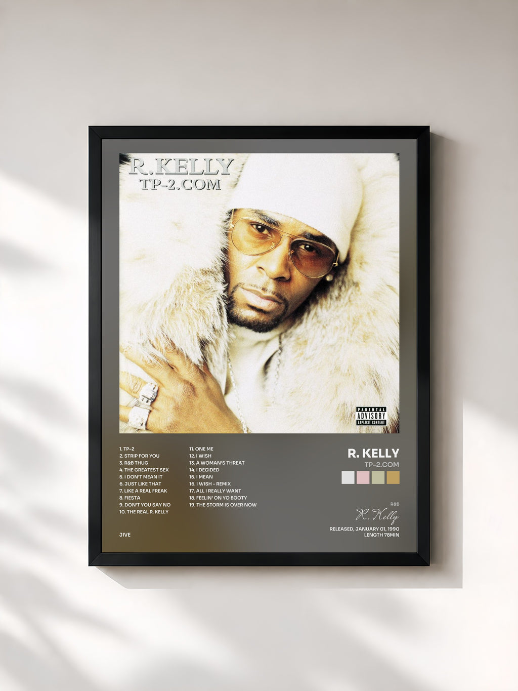 #noir Tableau de l'album TP-2.com de R. Kelly, cadre noir, imprimé et encadré en France