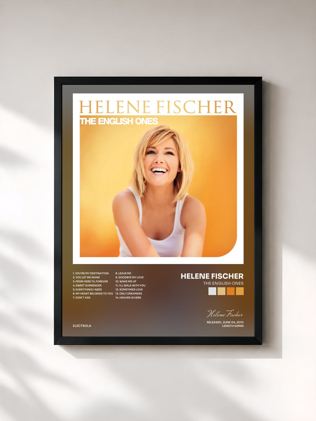 #noir The English Ones von Helene Fischer als gerahmter Kunstdruck, schwarzer Rahmen, gedruckt und gerahmt in Frankreich