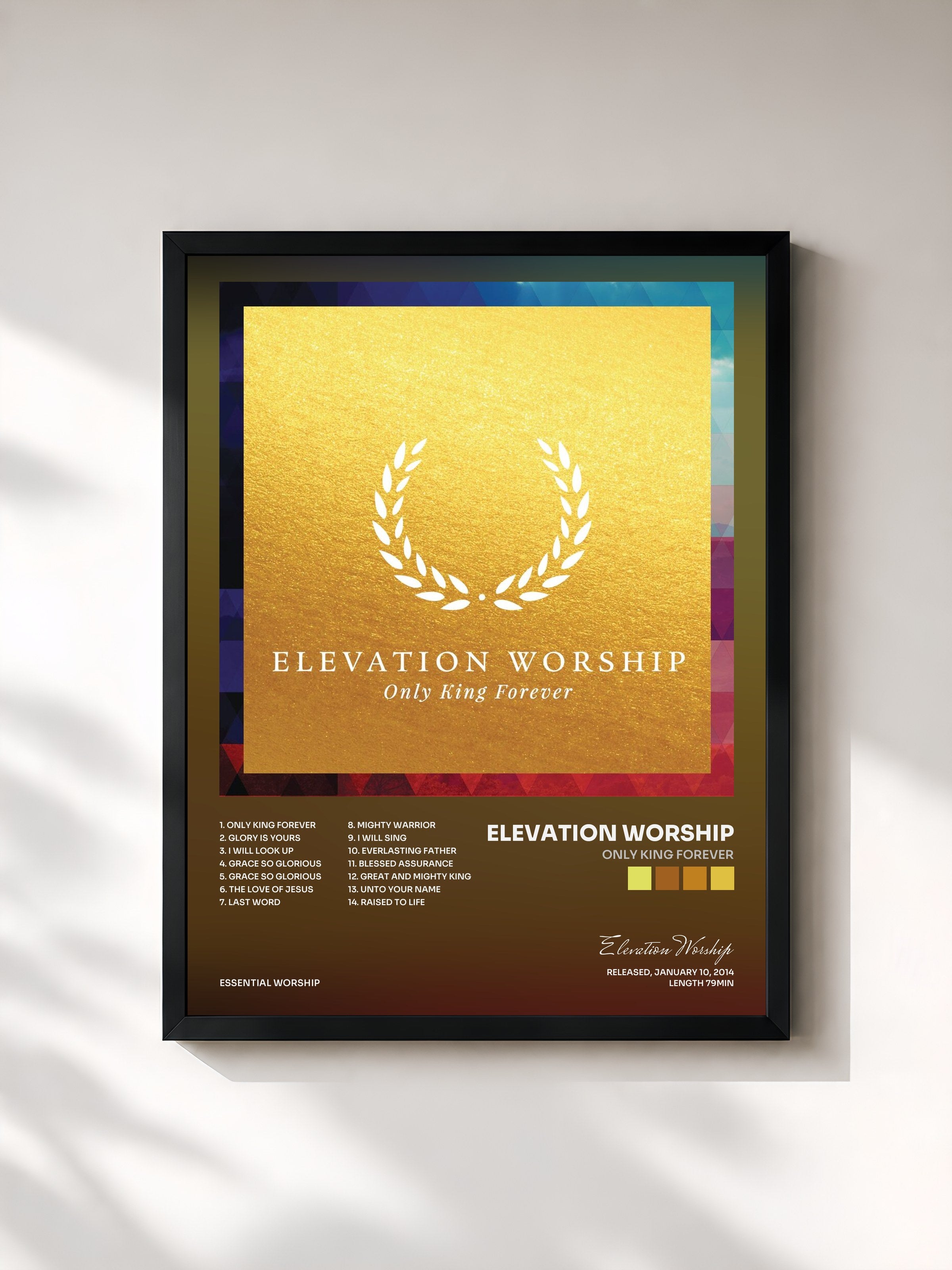 #noir Tableau de l'album Only King Forever de Elevation Worship, cadre noir, imprimé et encadré en France