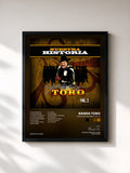 #noir Tableau de l'album Nuestra Historia, Vol. 2 de Banda Toro, cadre noir, imprimé et encadré en France