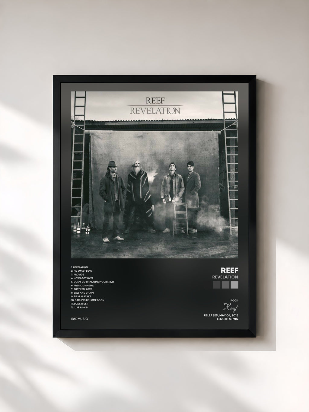 #noir Tableau de l'album Revelation de Reef, cadre noir, imprimé et encadré en France