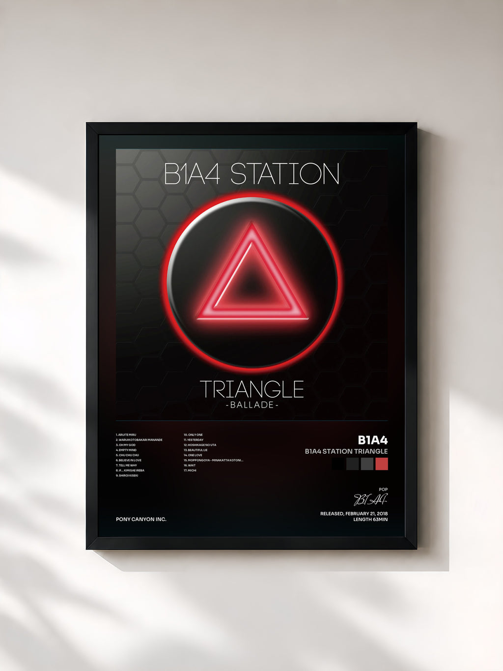 #noir Tableau de l'album B1A4 Station Triangle de B1A4, cadre noir, imprimé et encadré en France