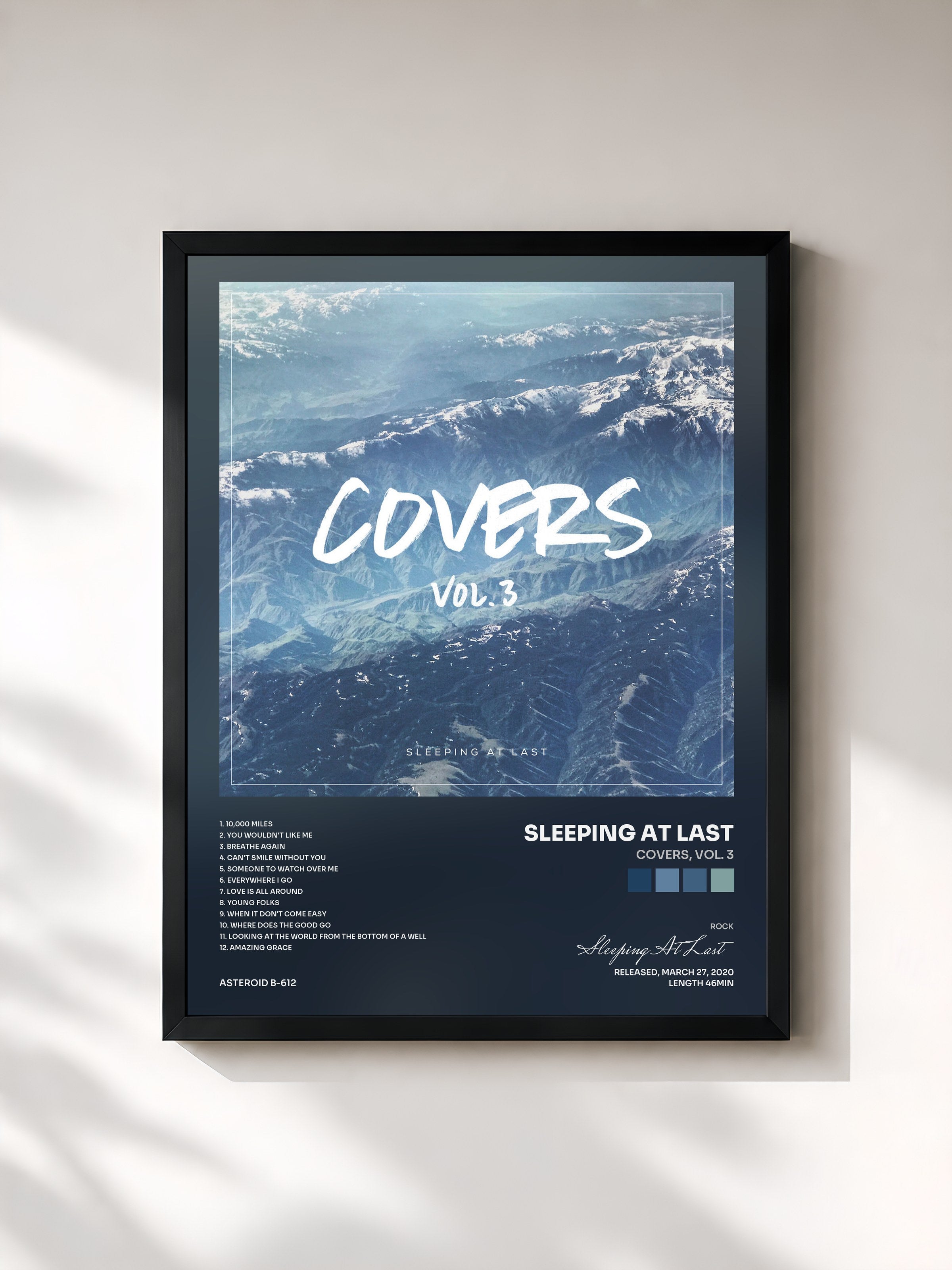 #noir Tableau de l'album Covers, Vol. 3 de Sleeping At Last, cadre noir, imprimé et encadré en France