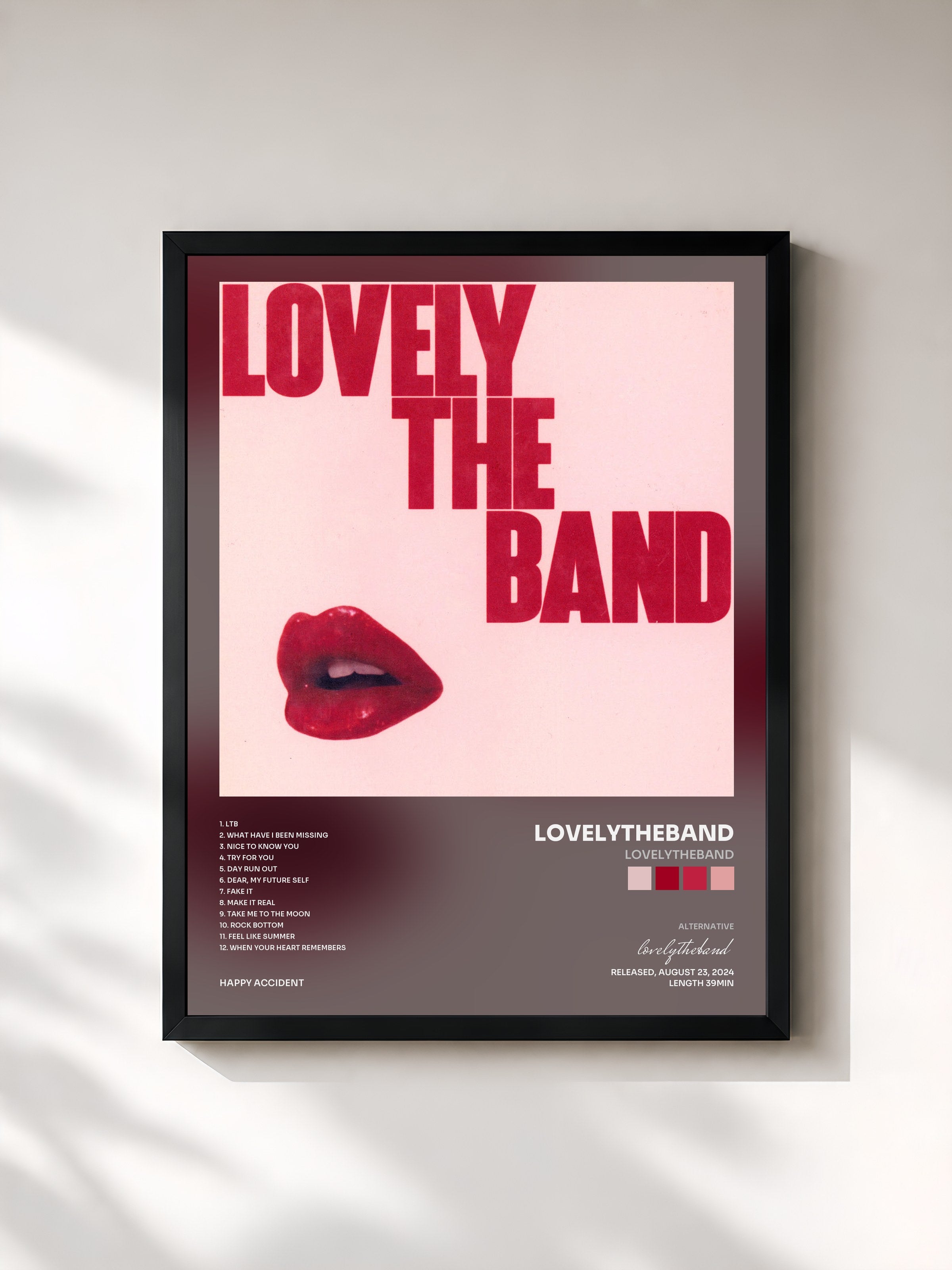 #noir Tableau de l'album lovelytheband de lovelytheband, cadre noir, imprimé et encadré en France