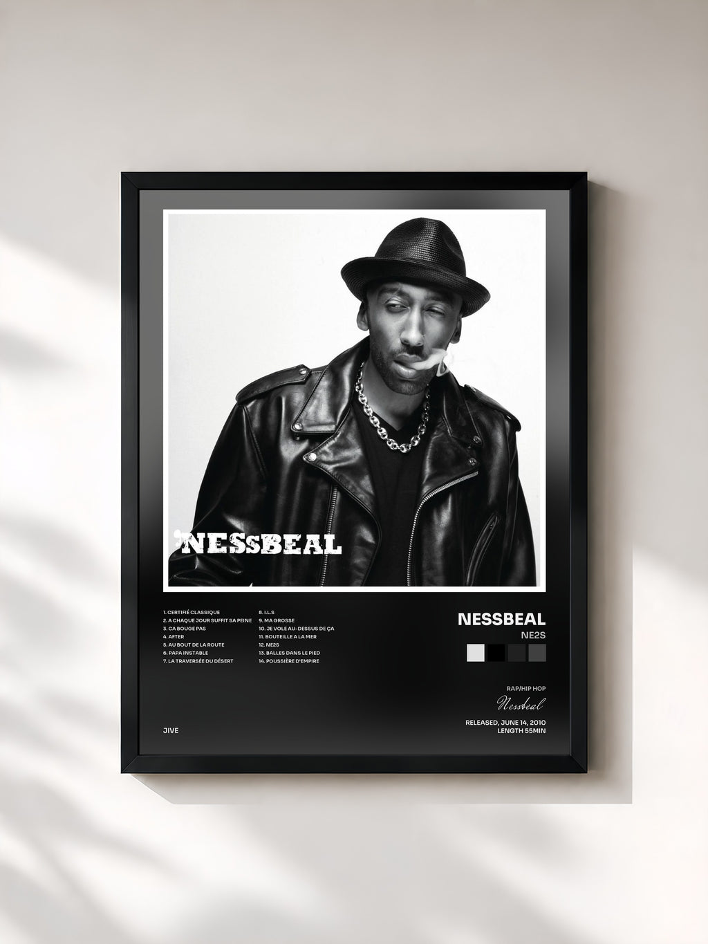 #noir Tableau de l'album Ne2S de Nessbeal, cadre noir, imprimé et encadré en France