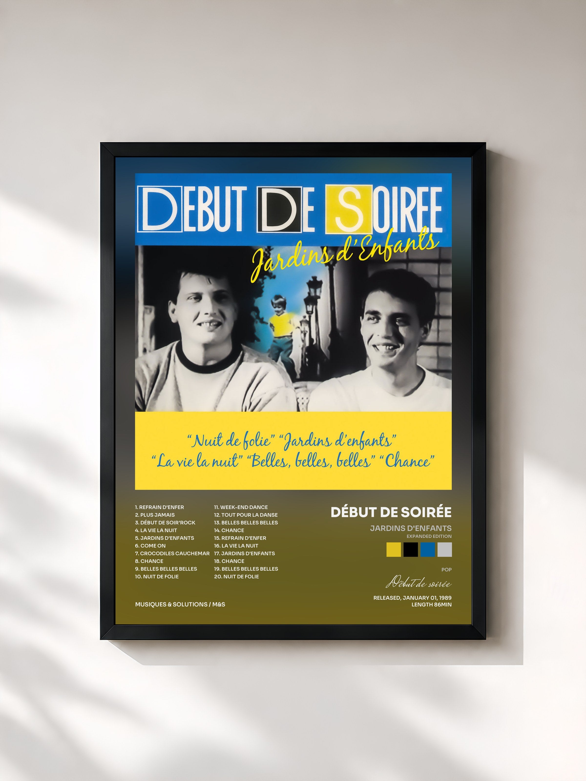 #noir Tableau de l'album Jardins d'enfants (Expanded Edition) de Début de soirée, cadre noir, imprimé et encadré en France
