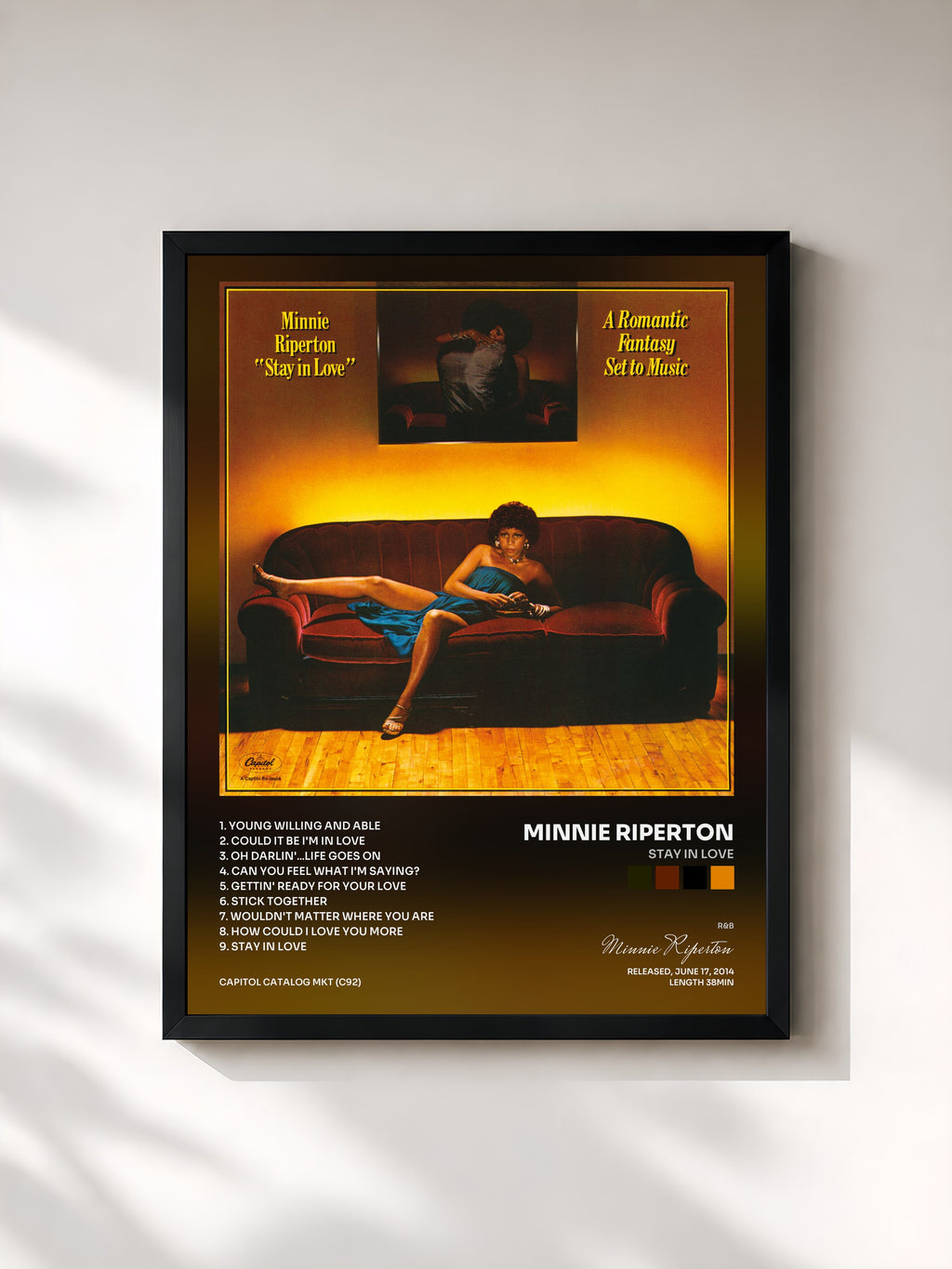 #noir Tableau de l'album Stay In Love de Minnie Riperton, cadre noir, imprimé et encadré en France