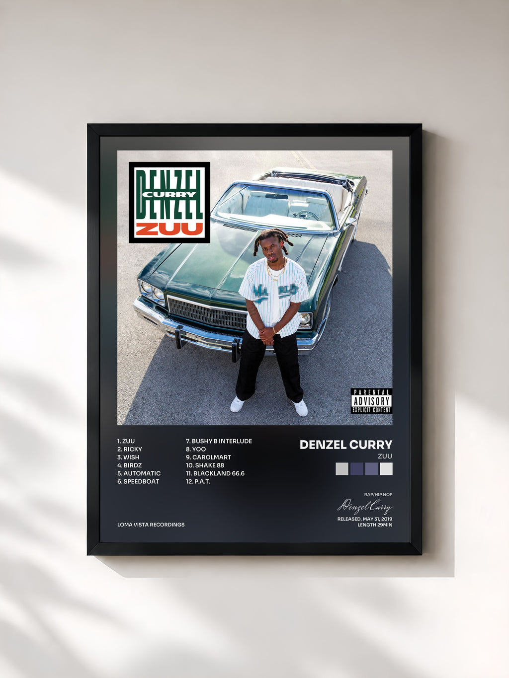 #noir Tableau de l'album ZUU de Denzel Curry, cadre noir, imprimé et encadré en France