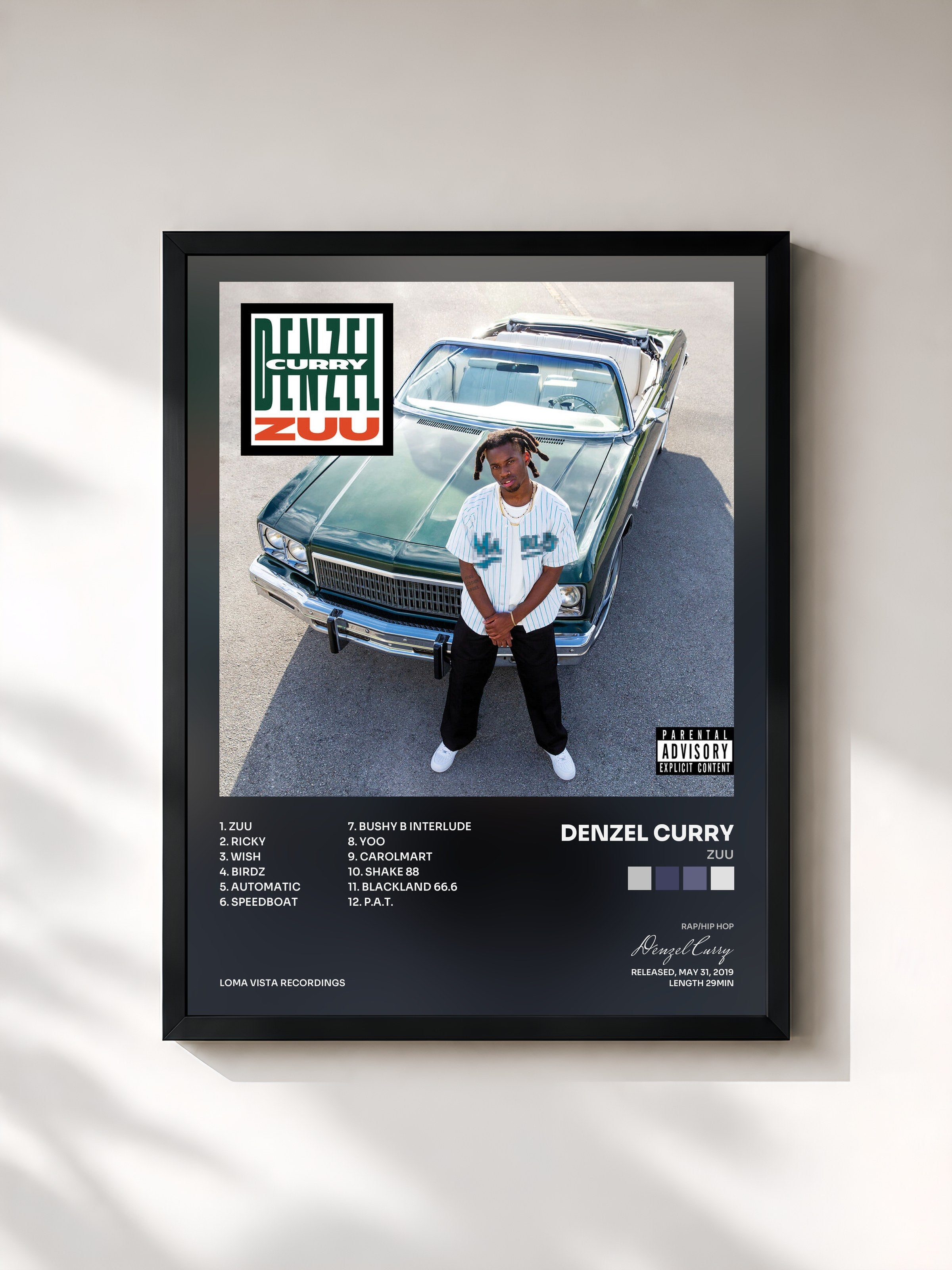 #noir Tableau de l'album ZUU de Denzel Curry, cadre noir, imprimé et encadré en France