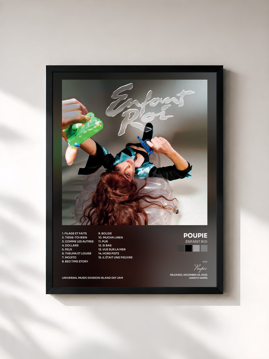 #noir Tableau de l'album Enfant roi de Poupie, cadre noir, imprimé et encadré en France
