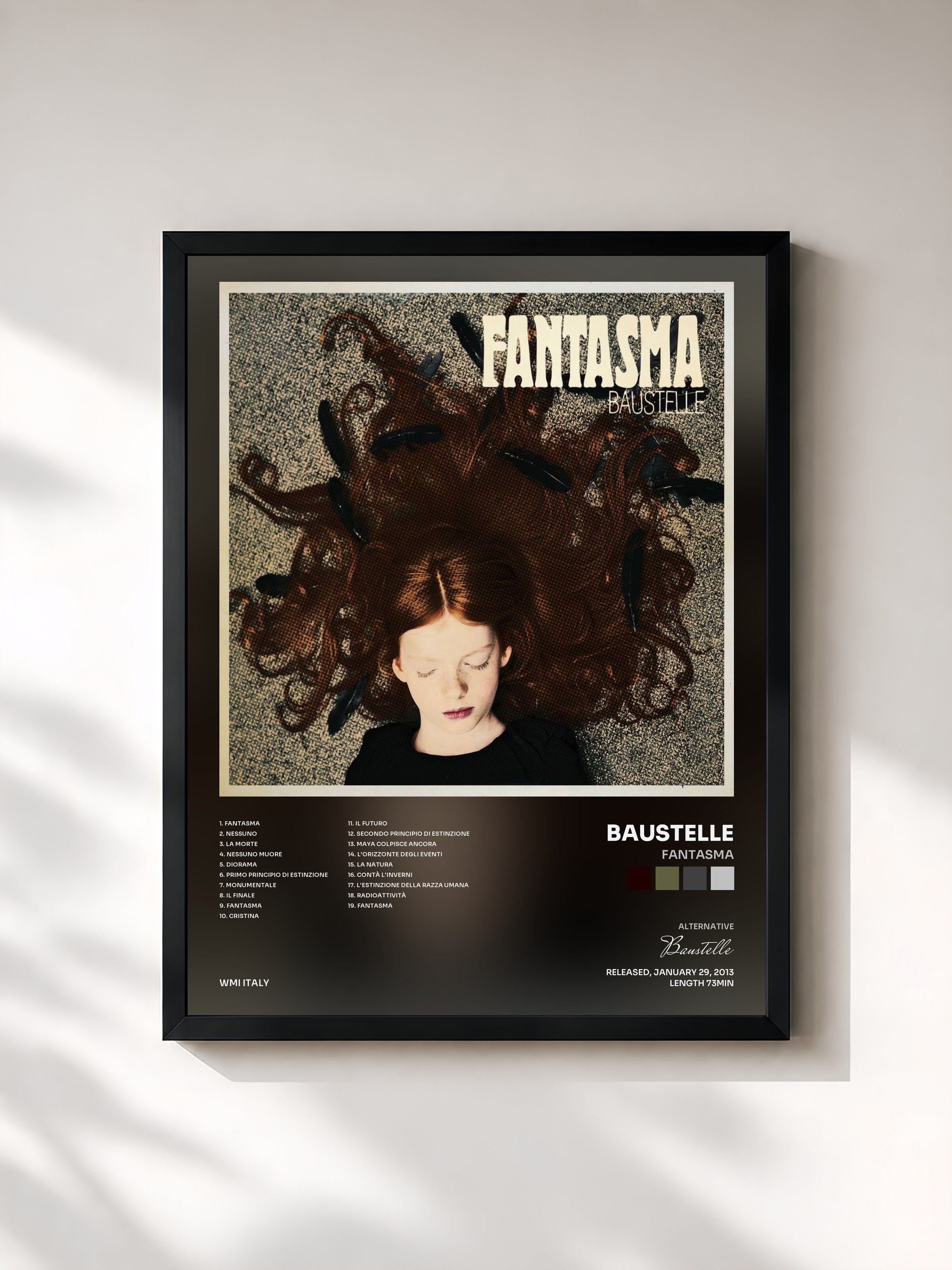 #noir Tableau de l'album Fantasma de Baustelle, cadre noir, imprimé et encadré en France