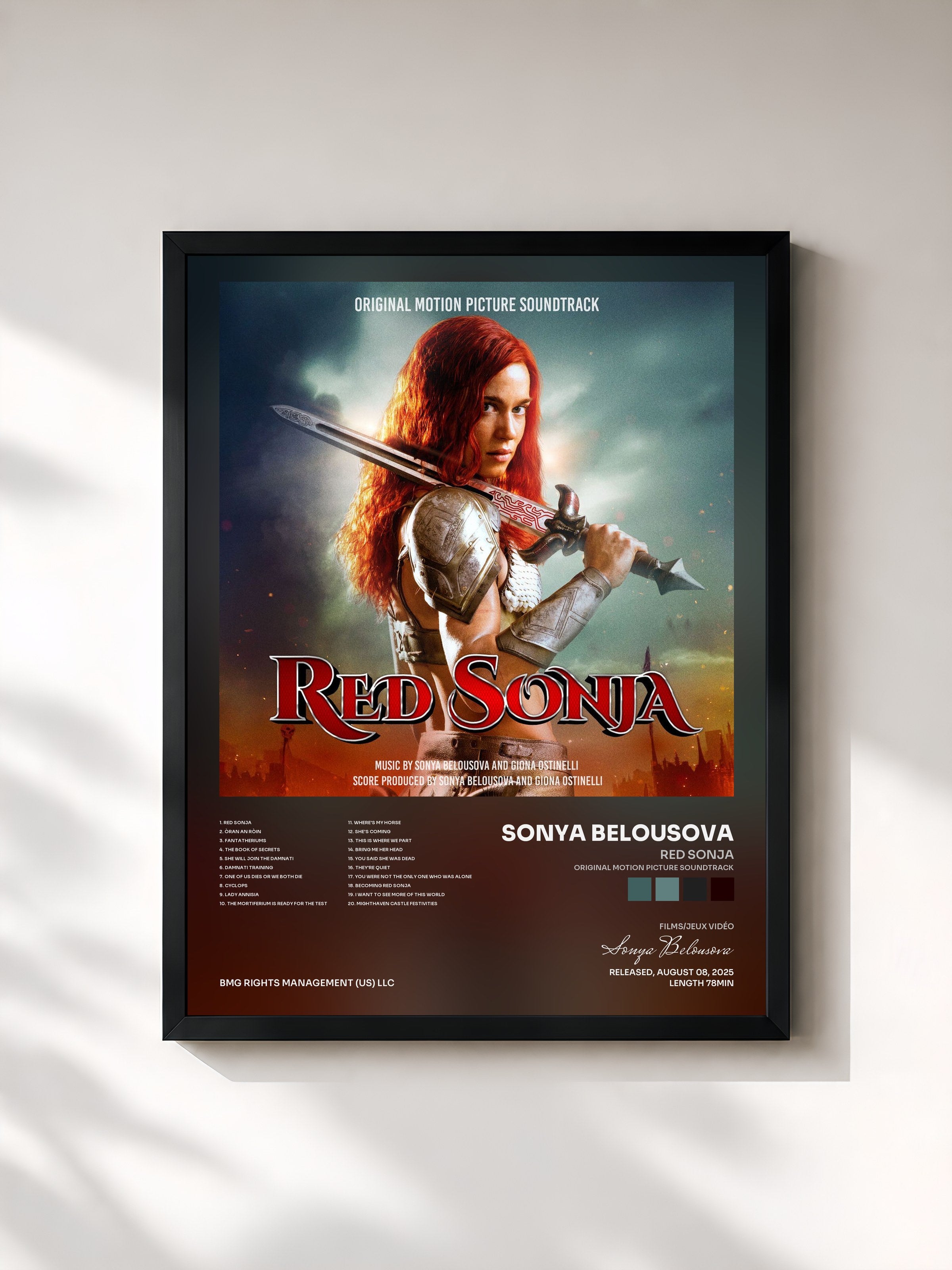 #noir Tableau de l'album Red Sonja (Original Motion Picture Soundtrack) de Sonya Belousova, cadre noir, imprimé et encadré en France