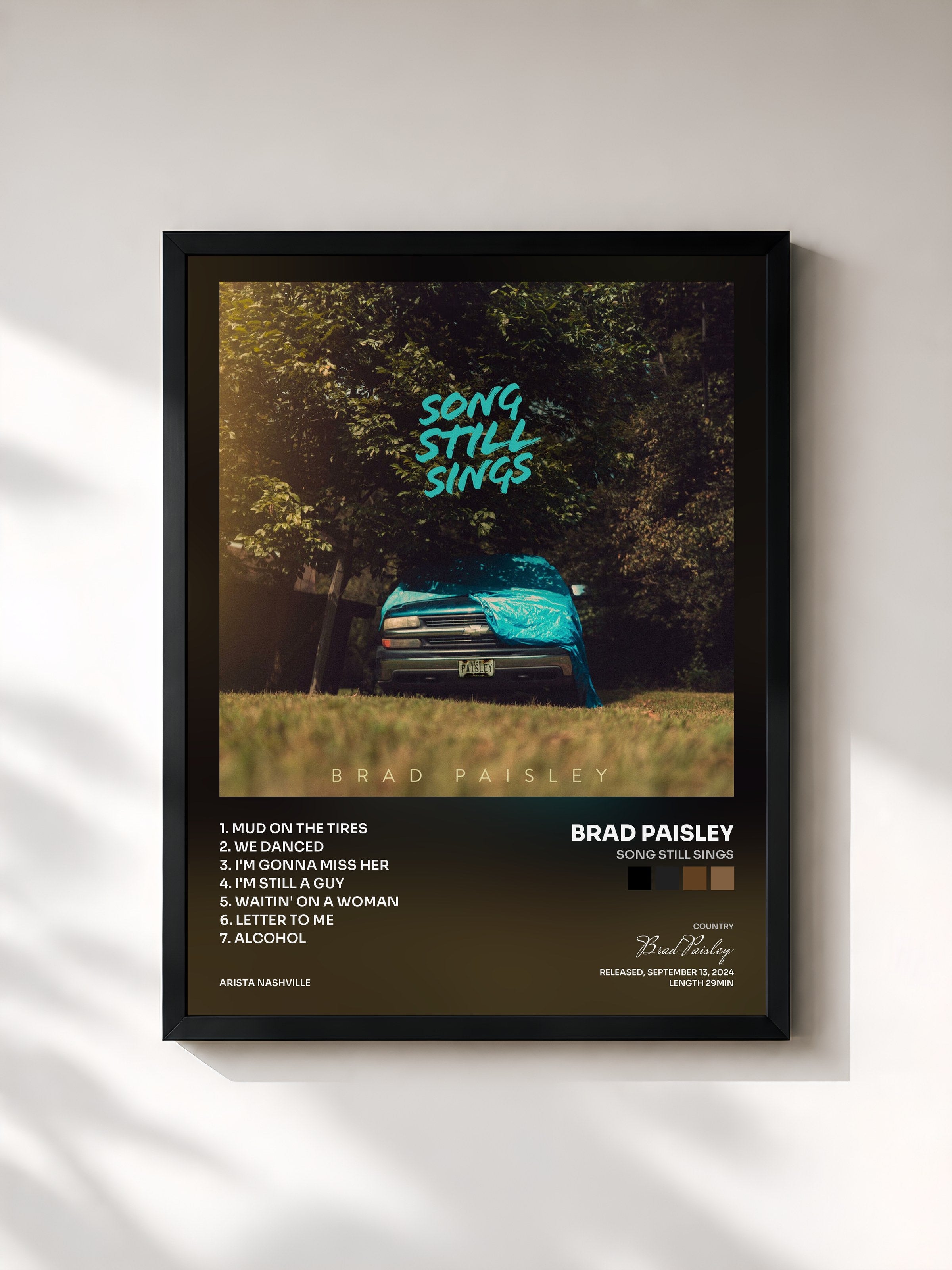#noir Tableau de l'album Song Still Sings de Brad Paisley, cadre noir, imprimé et encadré en France