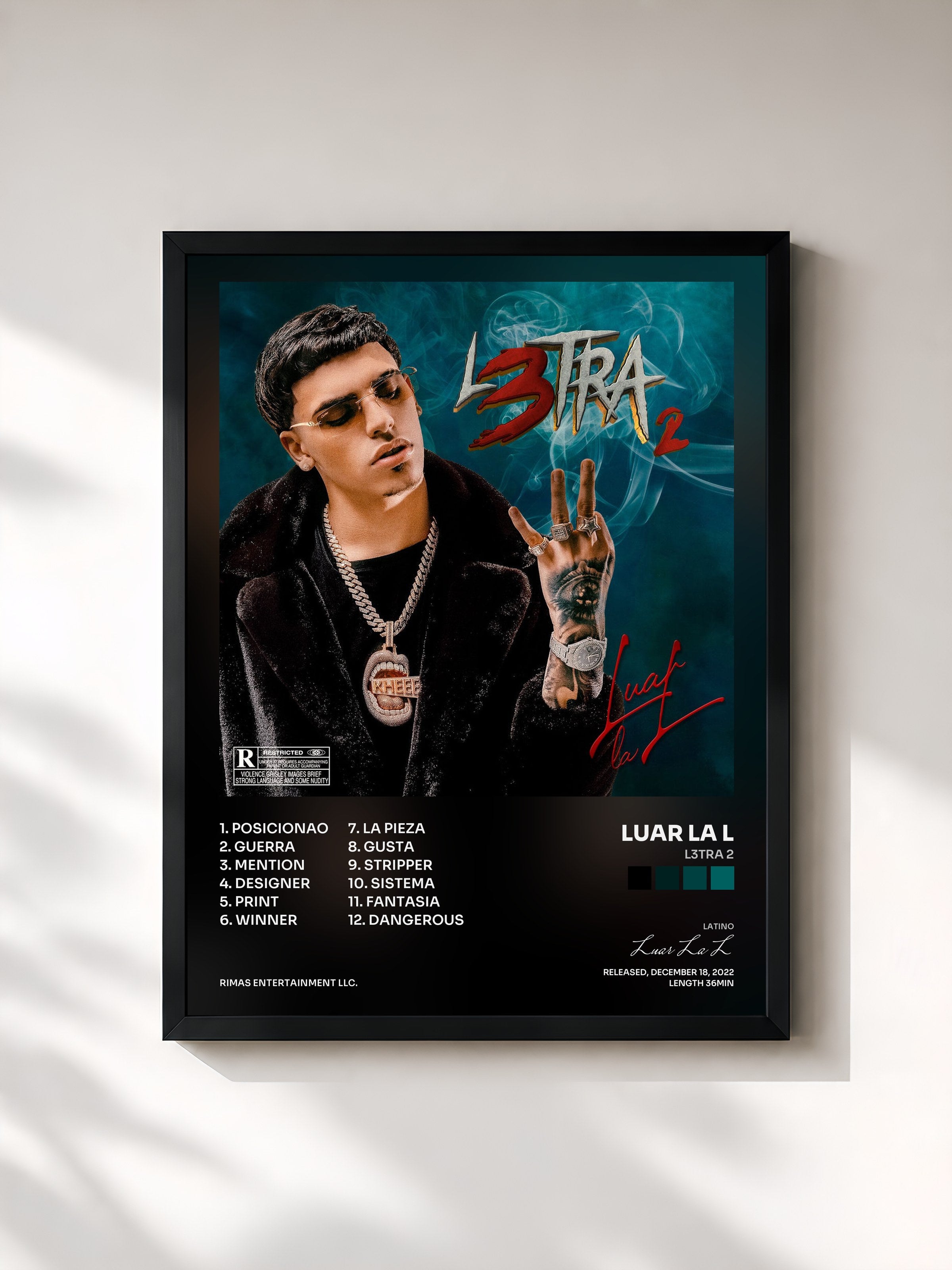 #noir Tableau de l'album L3tra 2 de Luar La L, cadre noir, imprimé et encadré en France