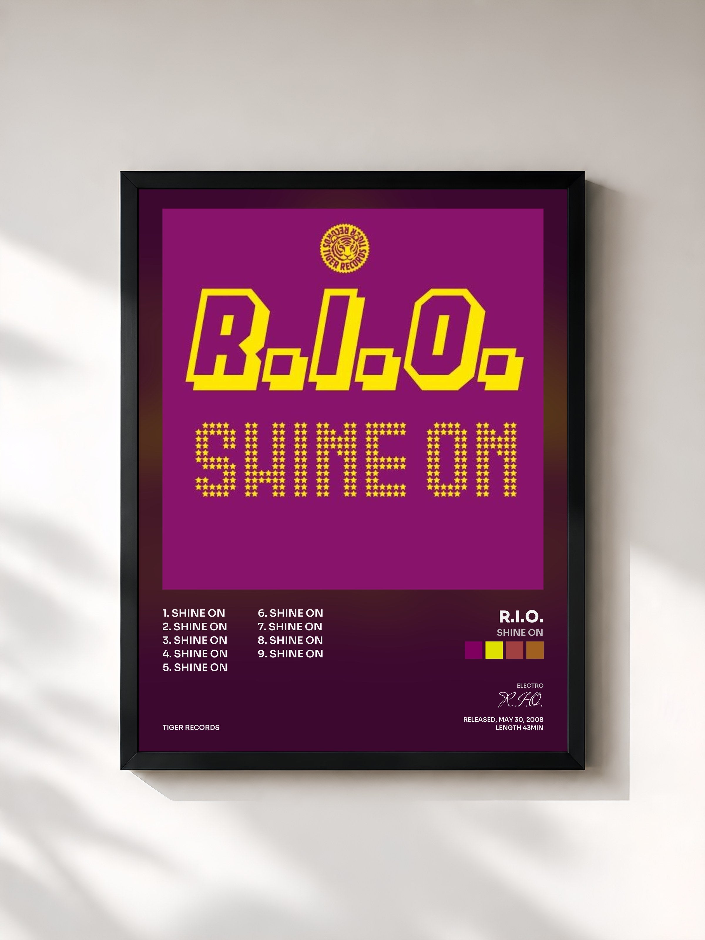 #noir Tableau de l'album Shine on de R.I.O., cadre noir, imprimé et encadré en France