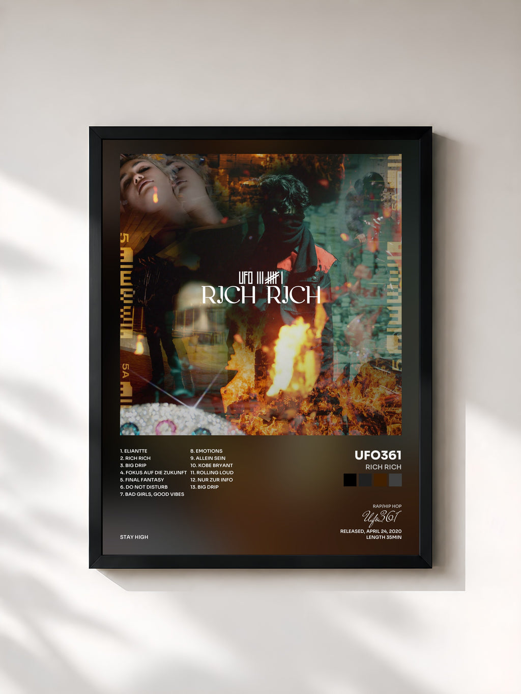 #noir Tableau de l'album Rich Rich de Ufo361, cadre noir, imprimé et encadré en France