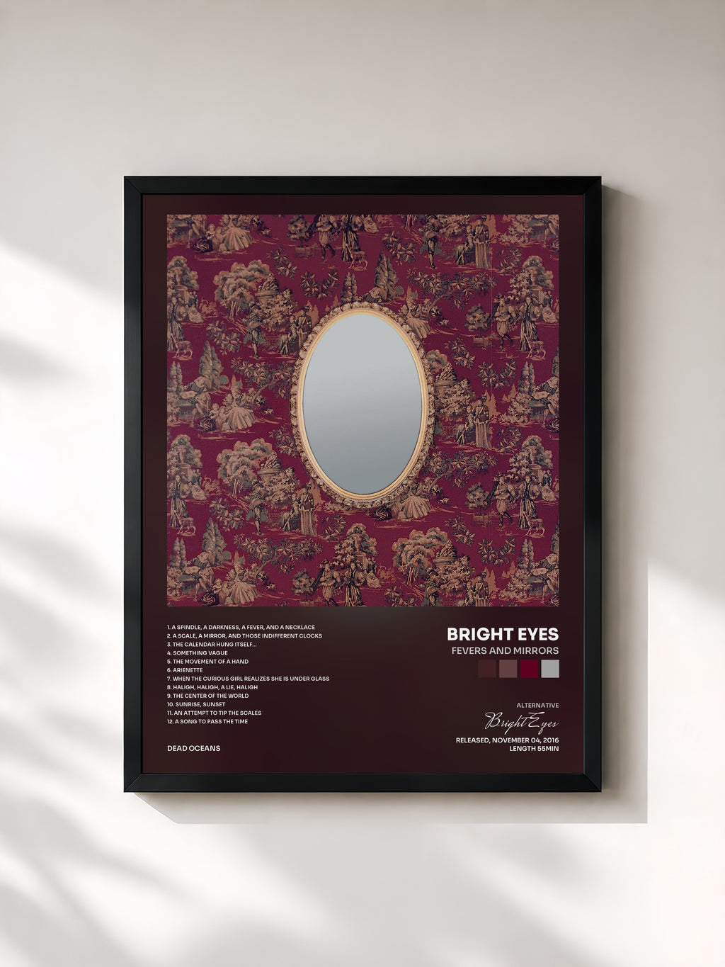 #noir Tableau de l'album Fevers and Mirrors de Bright Eyes, cadre noir, imprimé et encadré en France