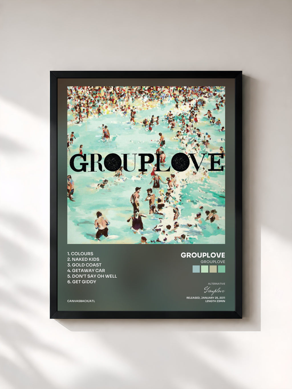 #noir Tableau de l'album Grouplove de Grouplove, cadre noir, imprimé et encadré en France