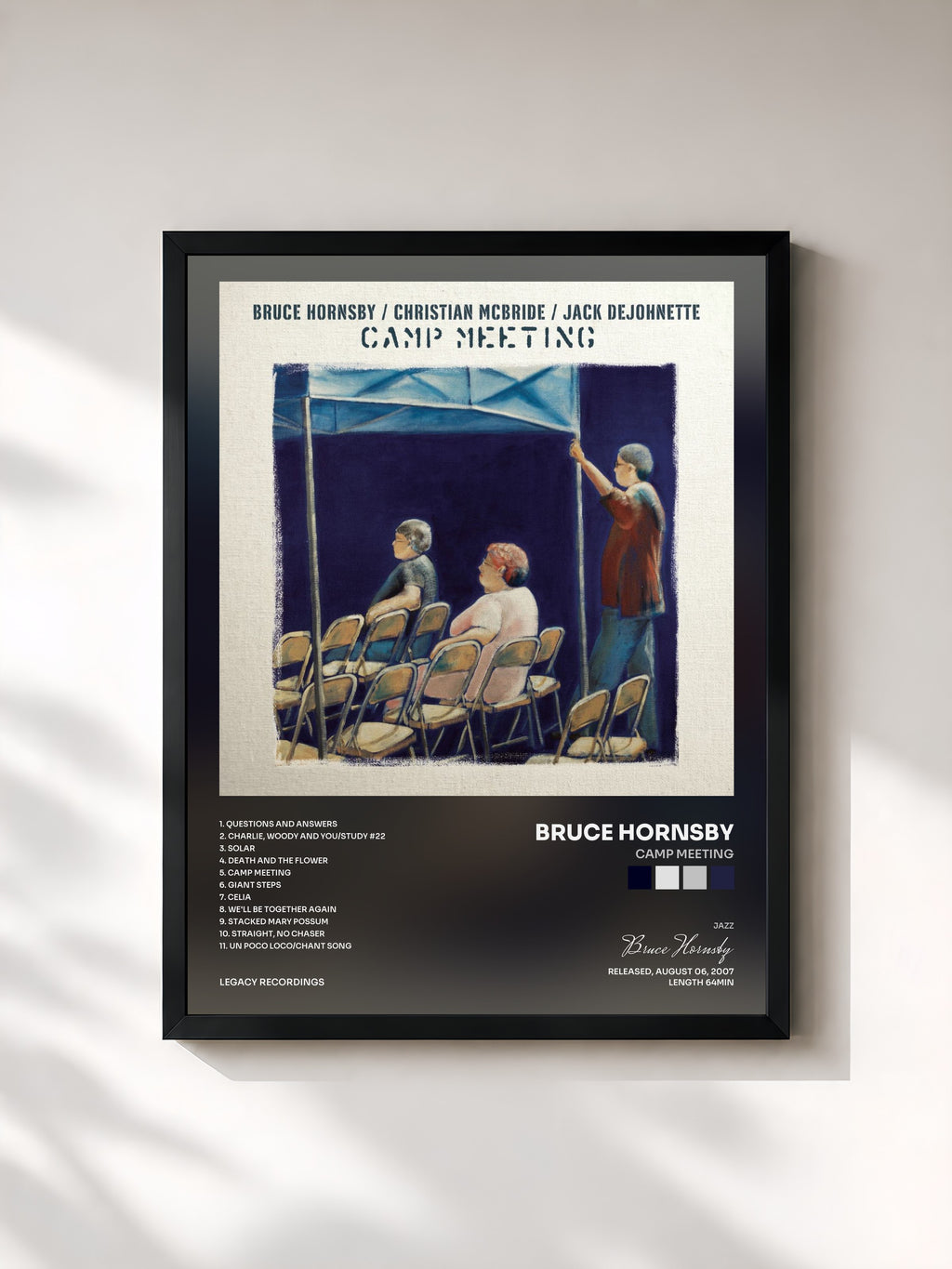 #noir Tableau de l'album Camp Meeting de Bruce Hornsby, cadre noir, imprimé et encadré en France