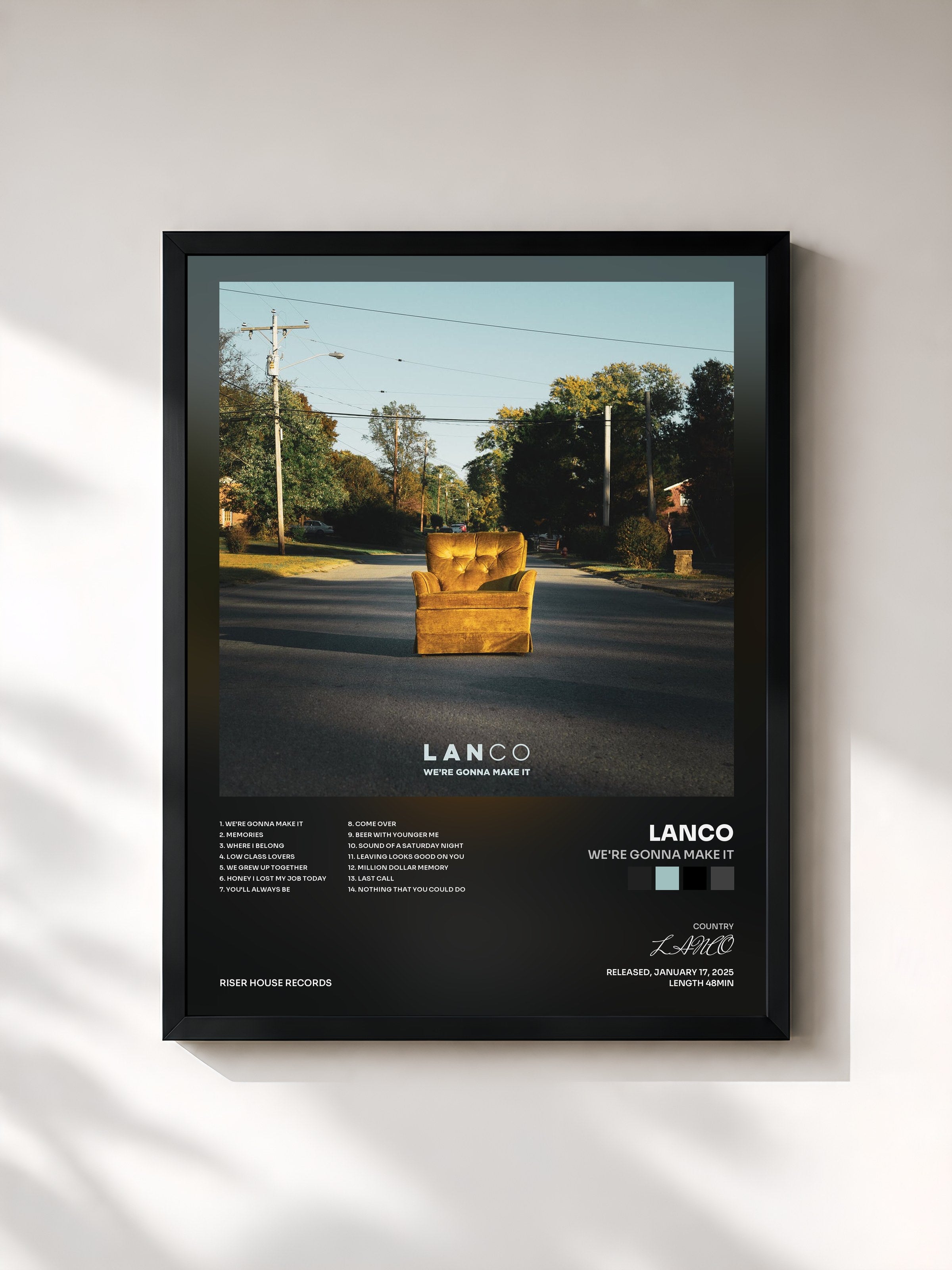 #noir Tableau de l'album We're Gonna Make It de LANCO, cadre noir, imprimé et encadré en France