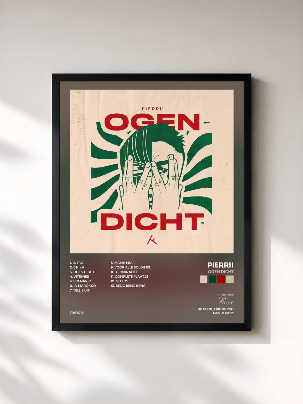 #noir Tableau de l'album Ogen Dicht de Pierrii, cadre noir, imprimé et encadré en France