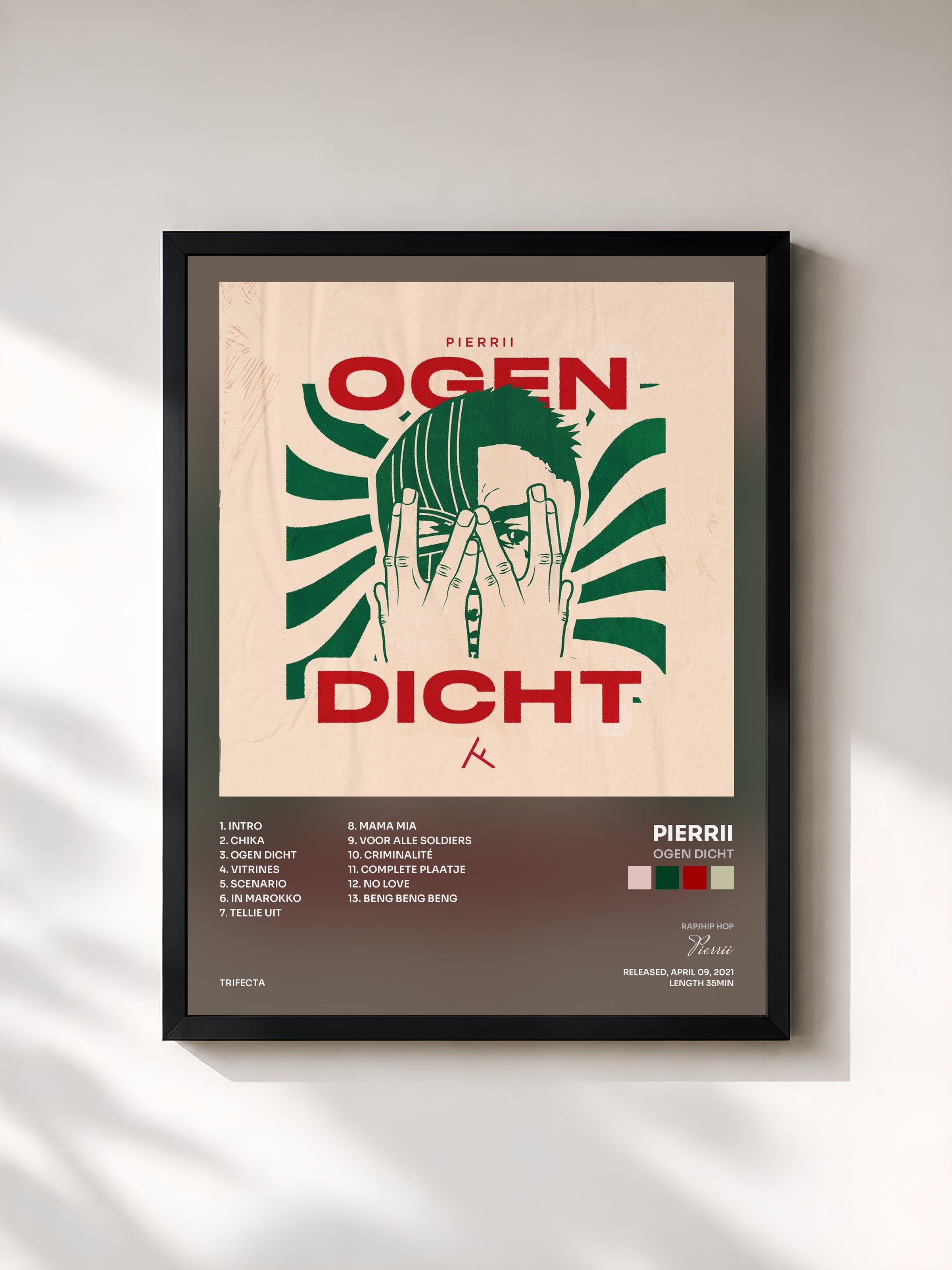 #noir Tableau de l'album Ogen Dicht de Pierrii, cadre noir, imprimé et encadré en France