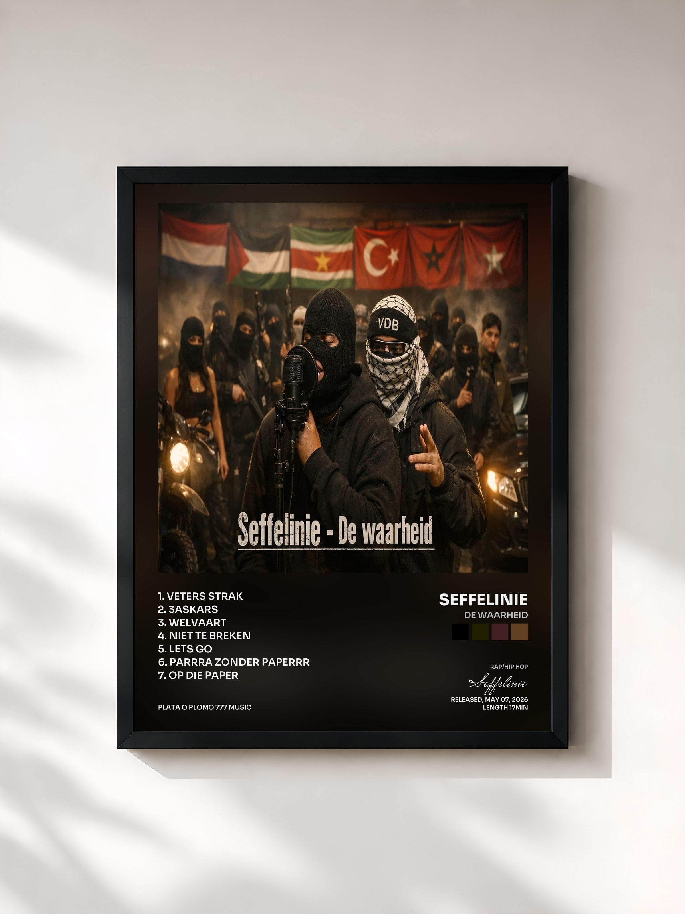 #noir Tableau de l'album De Waarheid de Seffelinie, cadre noir, imprimé et encadré en France