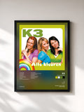 #noir Tableau de l'album Alle Kleuren de K3, cadre noir, imprimé et encadré en France
