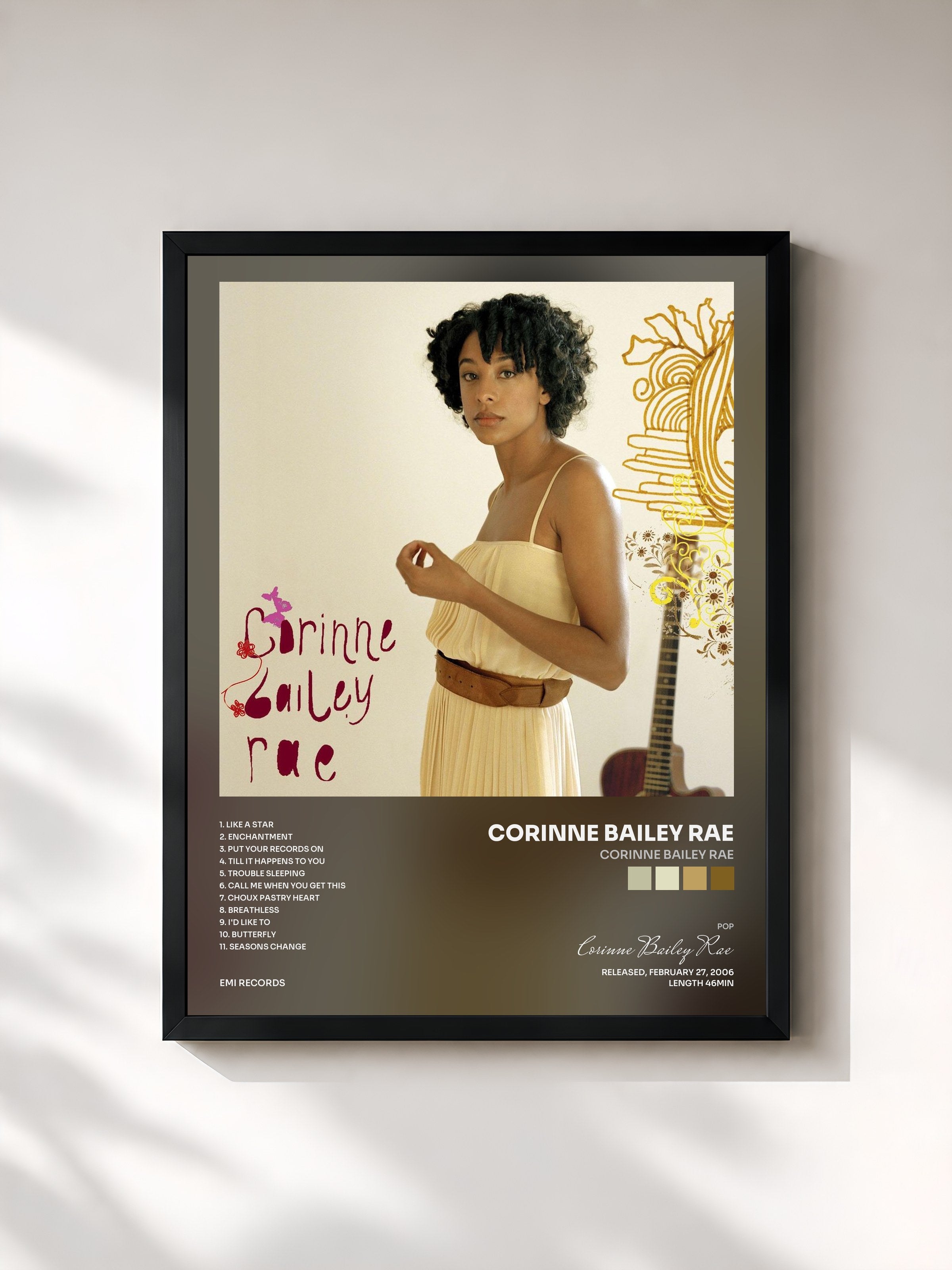 #noir Tableau de l'album Corinne Bailey Rae de Corinne Bailey Rae, cadre noir, imprimé et encadré en France