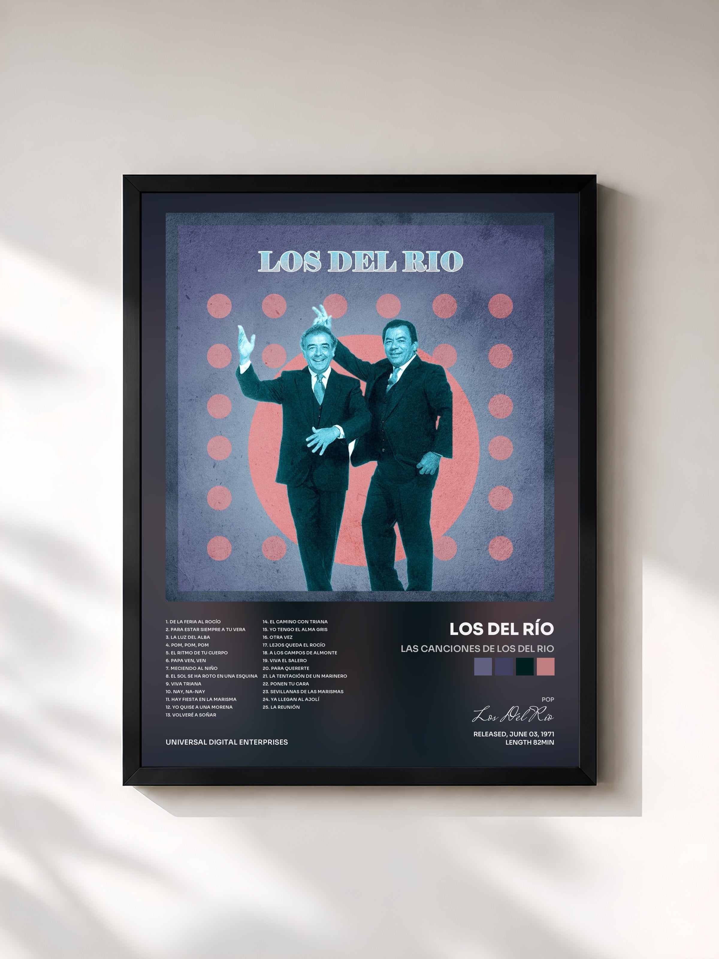 #noir Tableau de l'album Las Canciones de Los del Rio de Los Del Río, cadre noir, imprimé et encadré en France