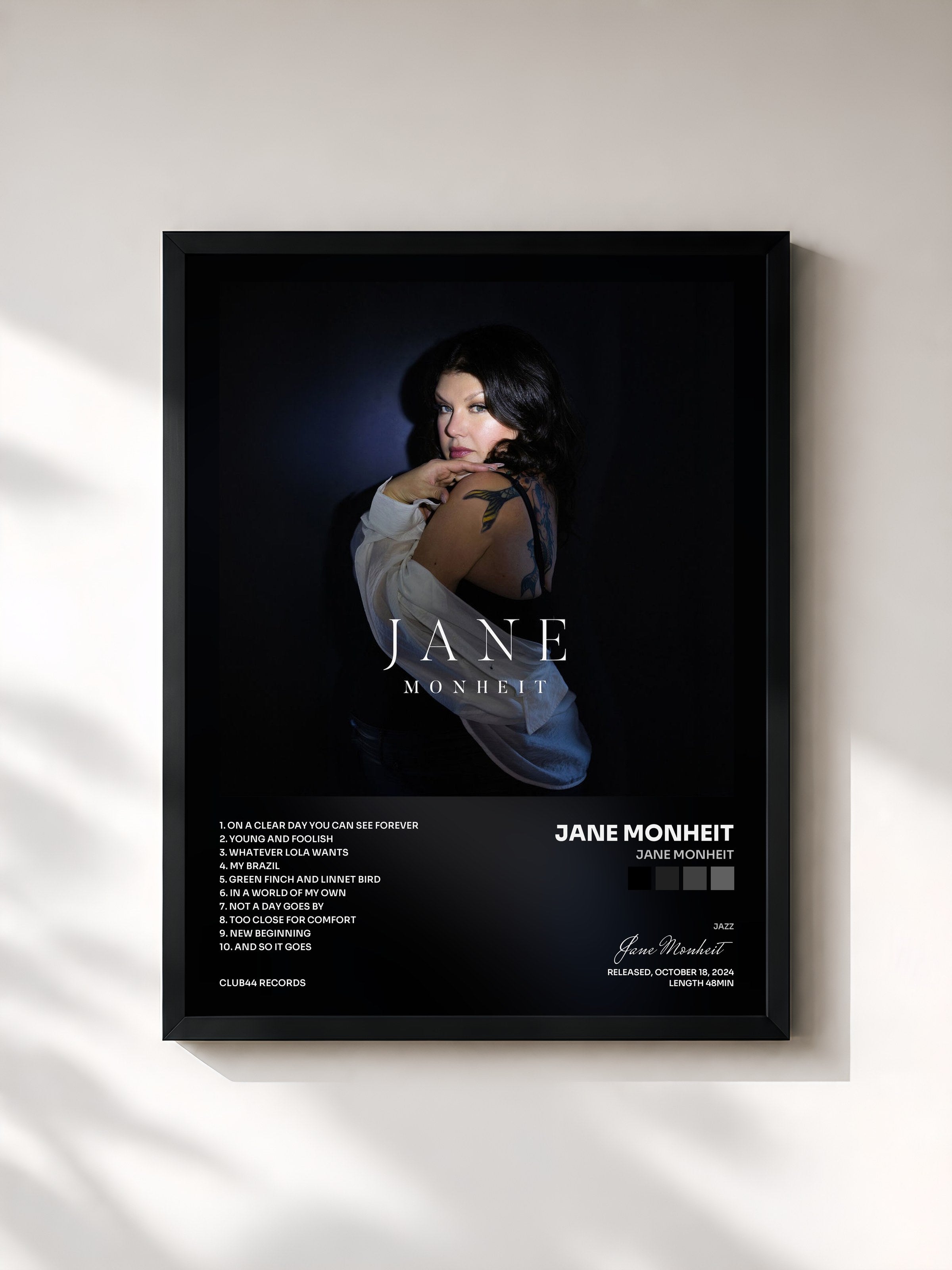 #noir Tableau de l'album Jane Monheit de Jane Monheit, cadre noir, imprimé et encadré en France