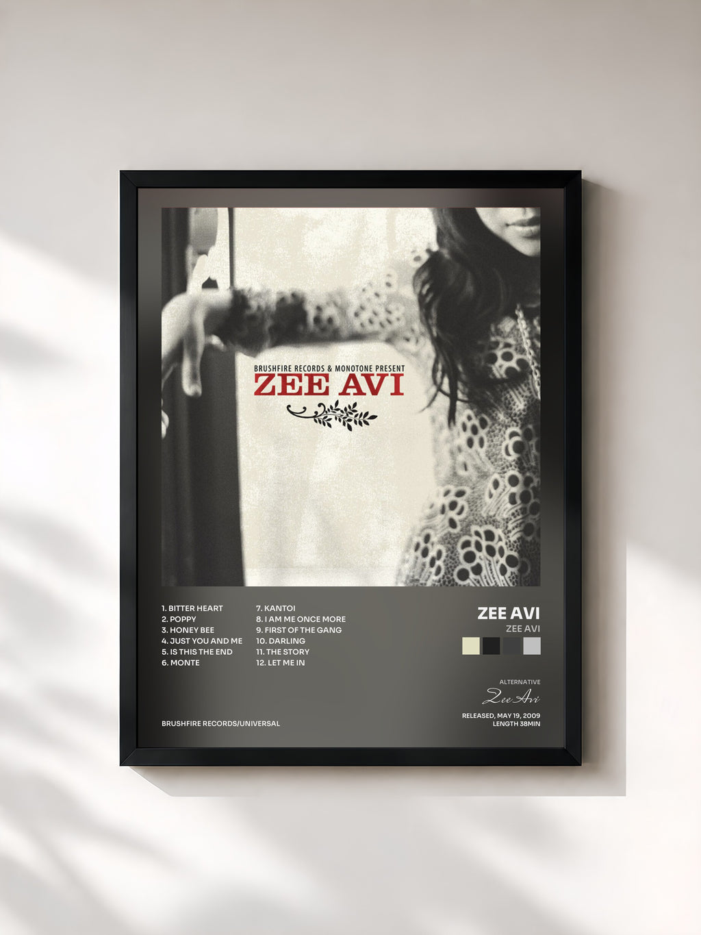 #noir Tableau de l'album Zee Avi de Zee Avi, cadre noir, imprimé et encadré en France