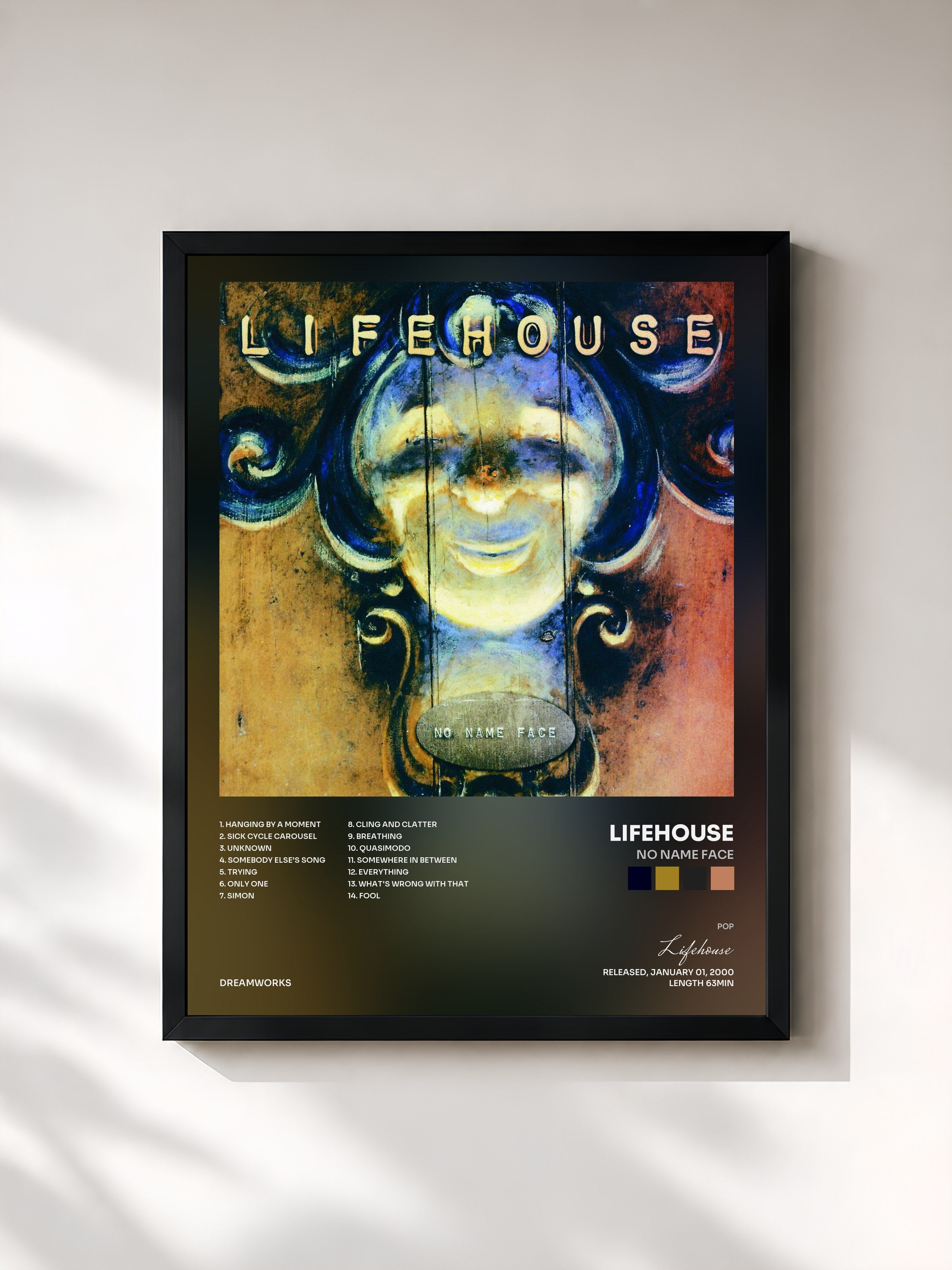 #noir Tableau de l'album No Name Face de Lifehouse, cadre noir, imprimé et encadré en France