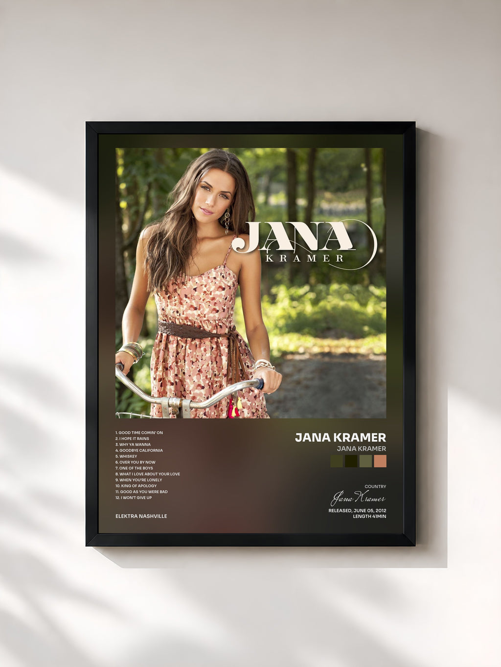 #noir Tableau de l'album Jana Kramer de Jana Kramer, cadre noir, imprimé et encadré en France