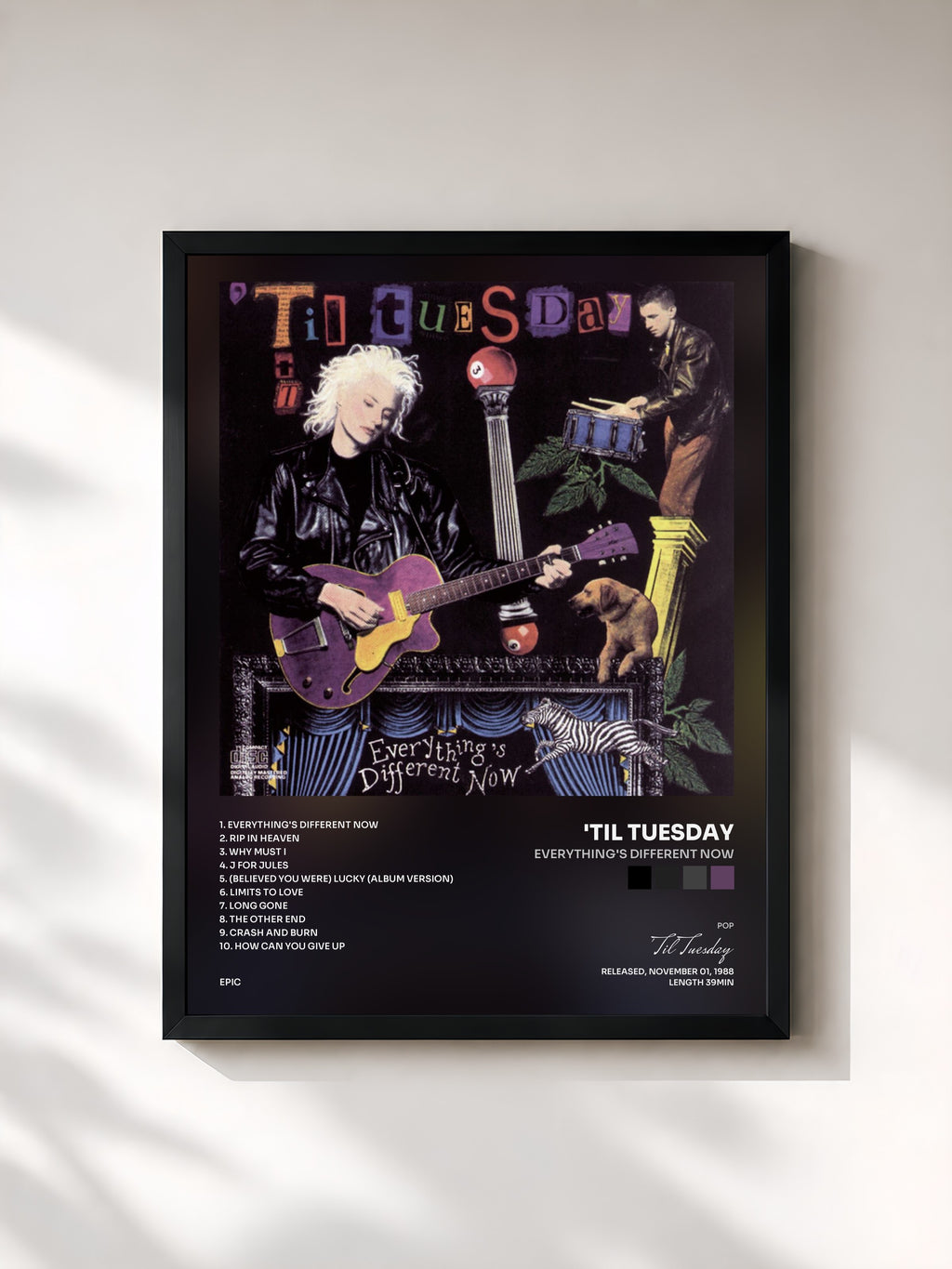 #noir Tableau de l'album Everything's Different Now de 'Til Tuesday, cadre noir, imprimé et encadré en France
