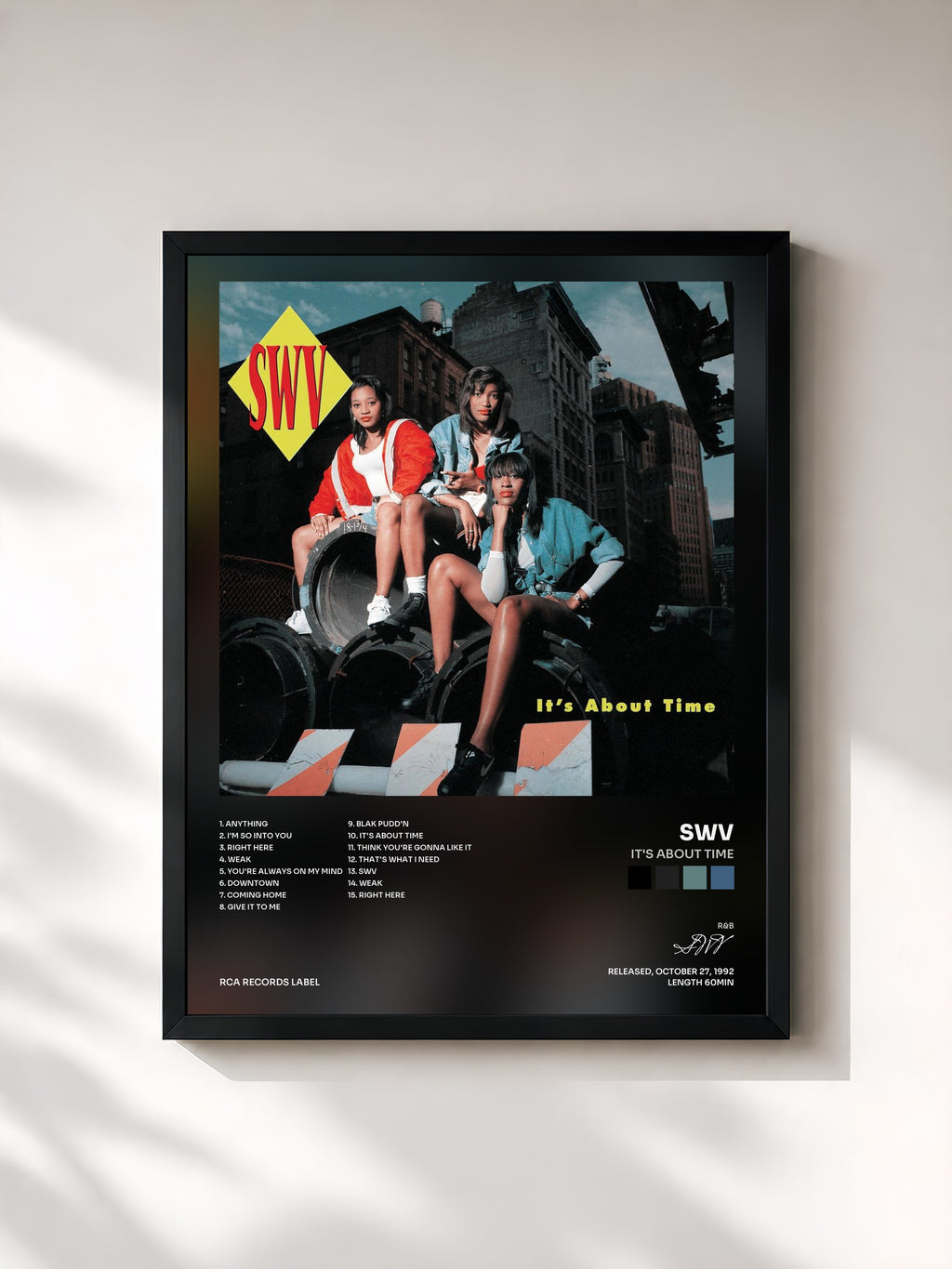 #noir Tableau de l'album It's About Time de SWV, cadre noir, imprimé et encadré en France