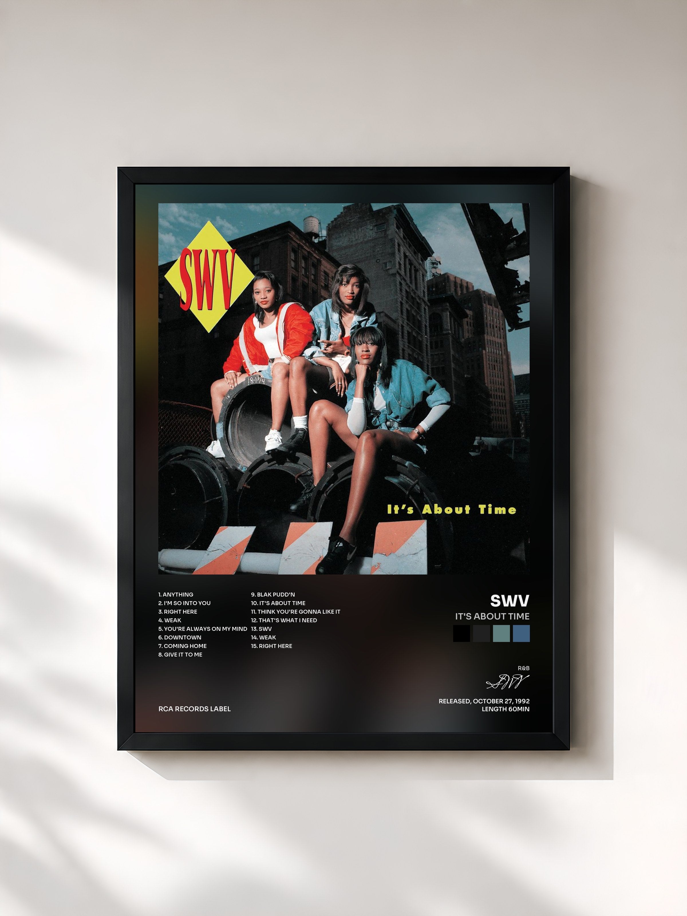 #noir Tableau de l'album It's About Time de SWV, cadre noir, imprimé et encadré en France