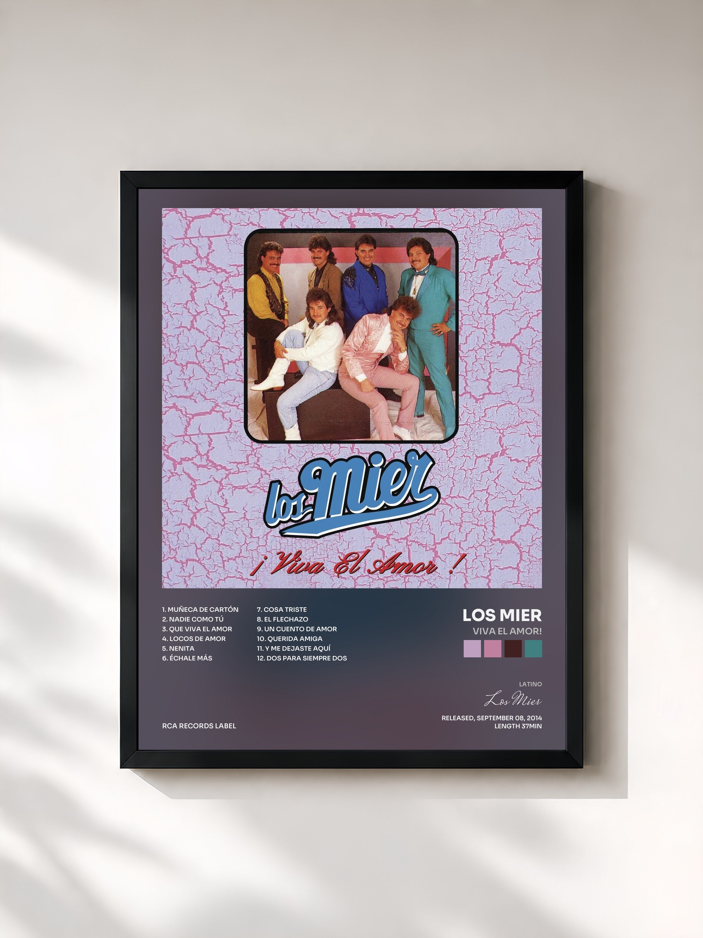 #noir Tableau de l'album Viva el Amor! de Los Mier, cadre noir, imprimé et encadré en France