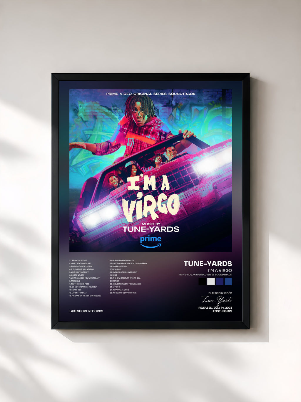#noir Tableau de l'album I'm a Virgo (Prime Video Original Series Soundtrack) de Tune-Yards, cadre noir, imprimé et encadré en France