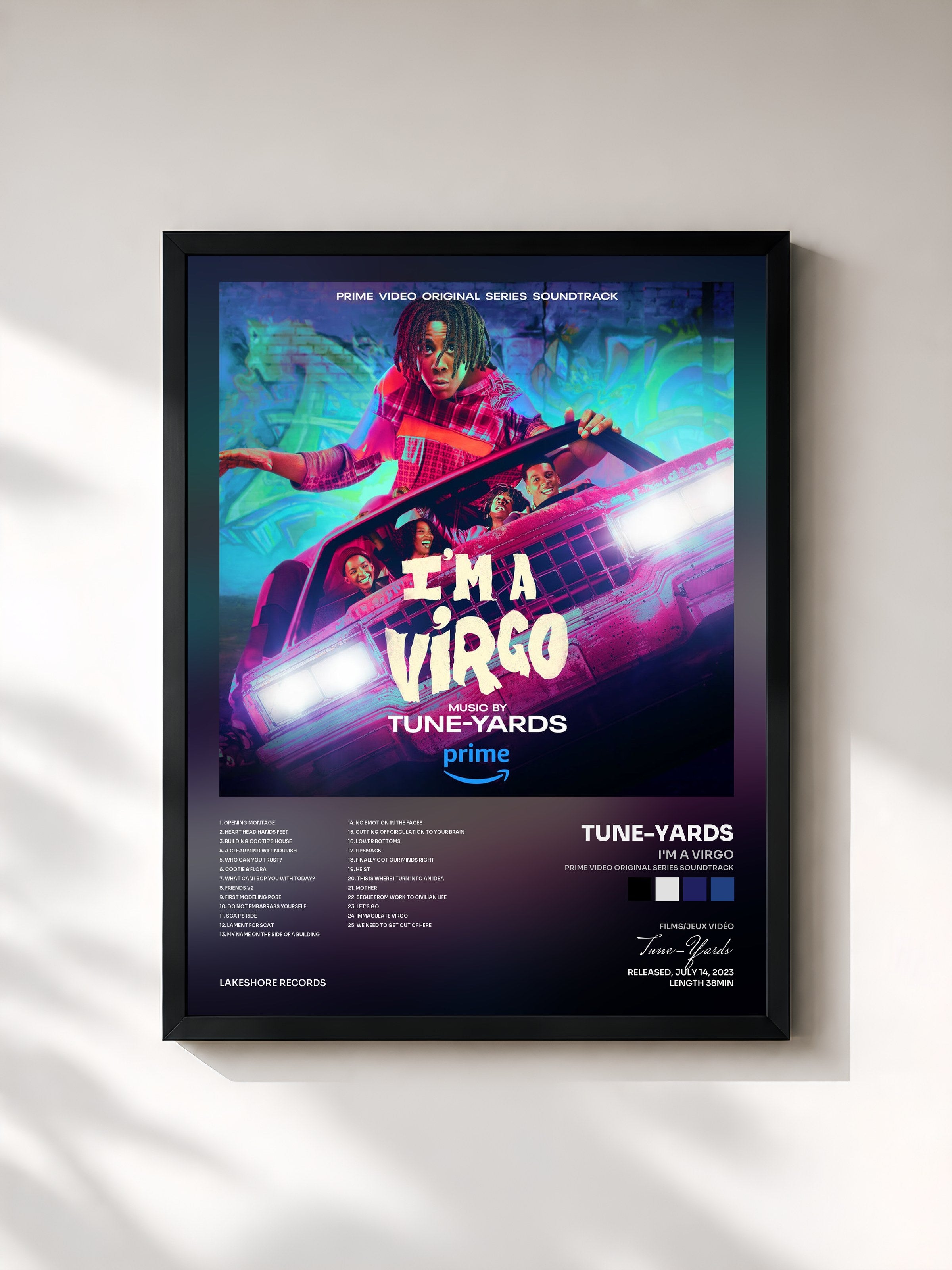 #noir Tableau de l'album I'm a Virgo (Prime Video Original Series Soundtrack) de Tune-Yards, cadre noir, imprimé et encadré en France